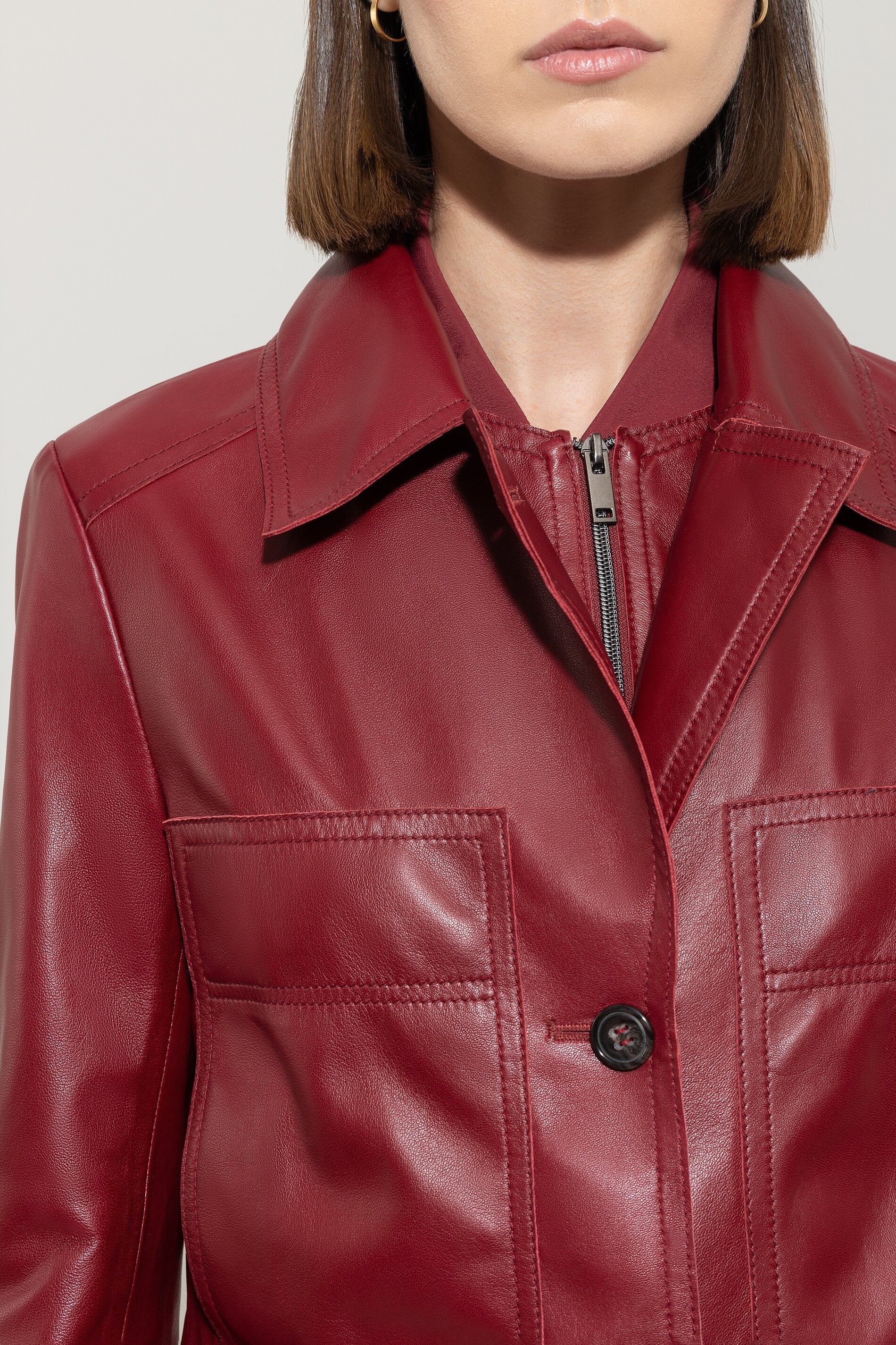 Luisa Cerano Damen Bikerjacke aus Lammnappa, Berry Red berry red Bild 5