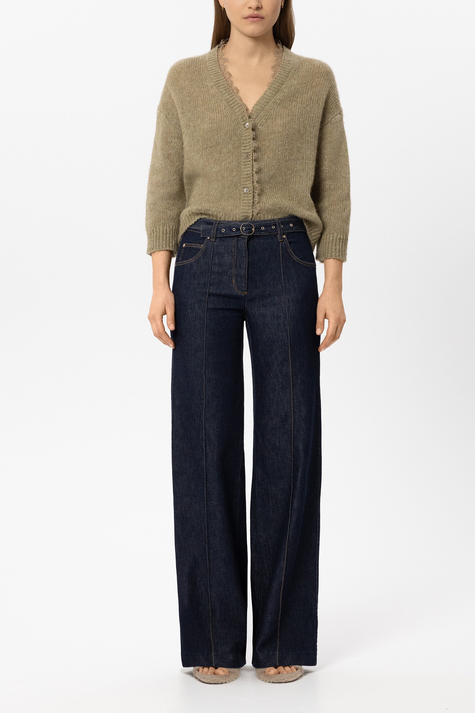 Luisa Cerano Damen Cardigan aus Alpaka-Mix Salbei HELLGRÜN Bild 2