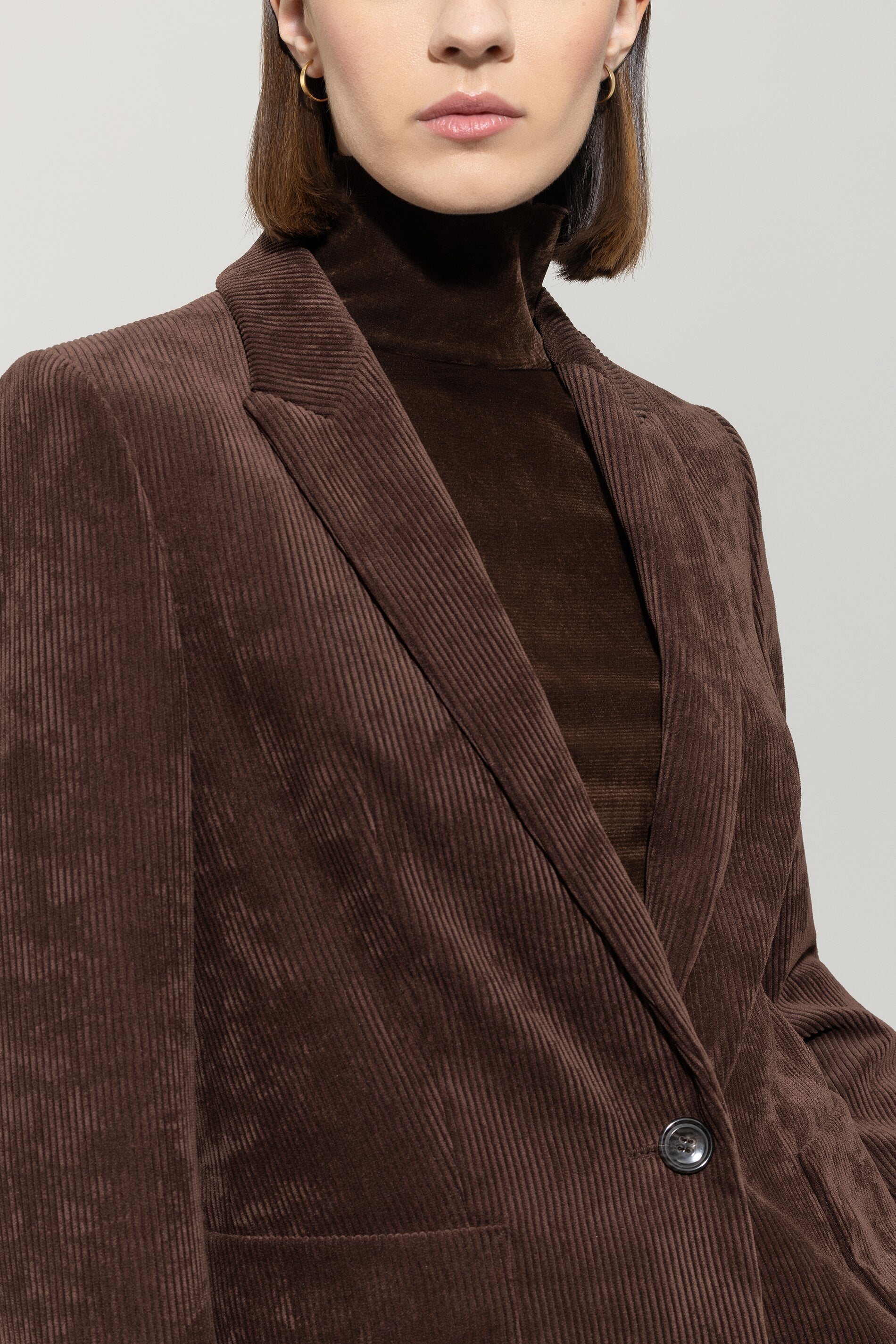 Luisa Cerano Damen Cord-Ein-Knopf-Blazer, Espresso Braun espresso Bild 2