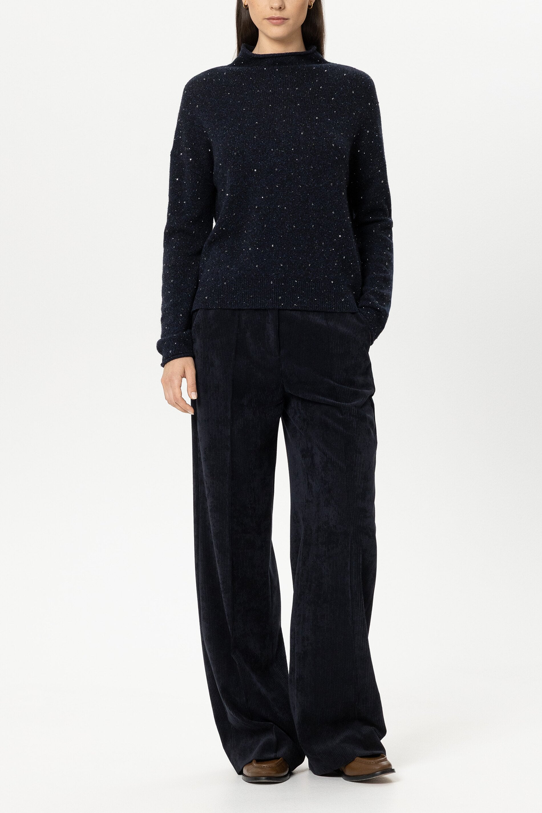 Luisa Cerano Damen Cord-Wideleg-Pants Winter Navy winter navy 296 Bild 2