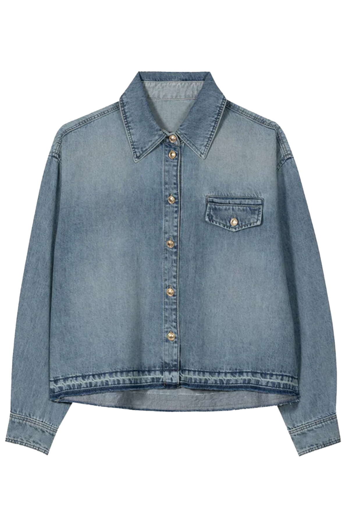 Luisa Cerano Damen Denim-Hemd mit Raw-Saum Blau BLAU Bild 1