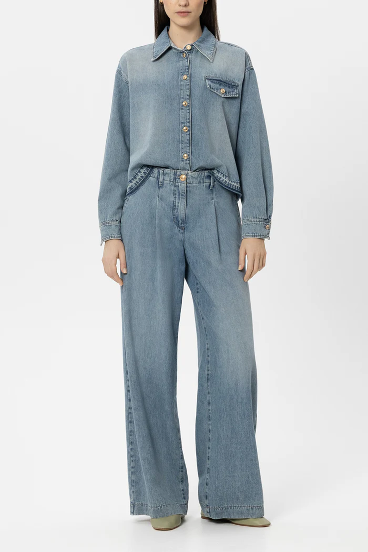 Luisa Cerano Damen Denim-Hemd mit Raw-Saum Blau BLAU Bild 2