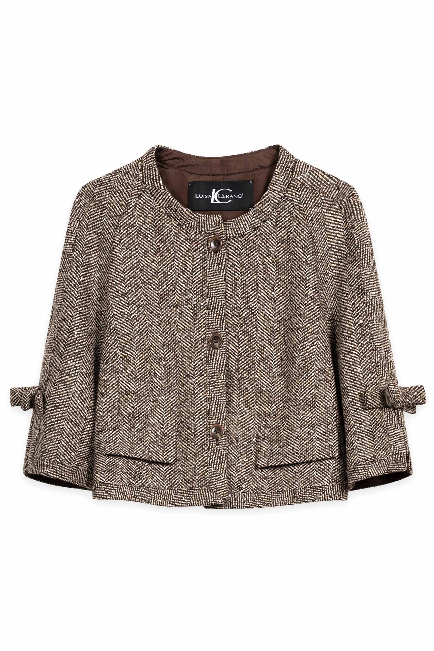 Luisa Cerano Damen Fischgrat-Jacke Multi TAUPE Bild 1