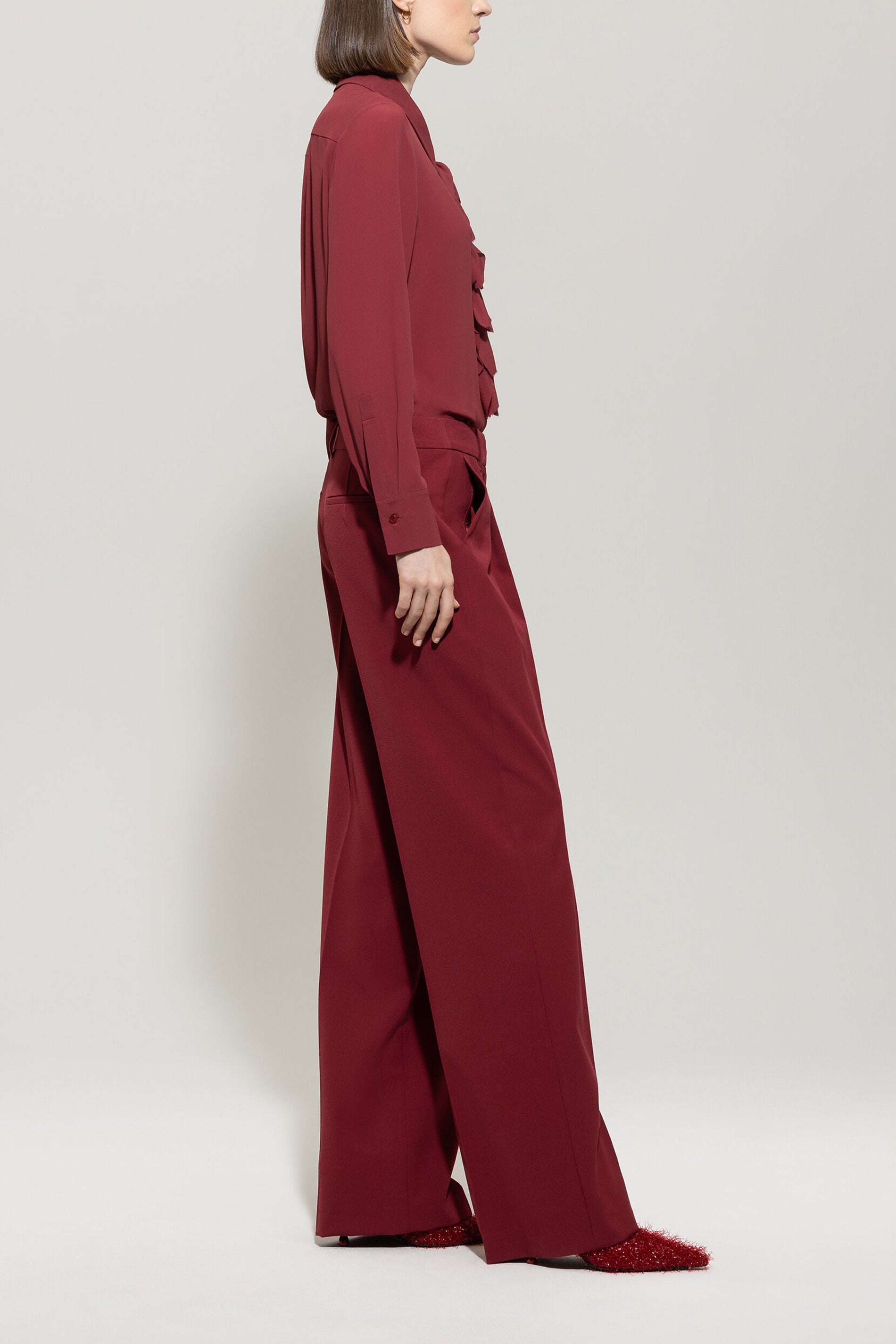 Luisa Cerano Damen Rüschenbluse aus Seiden-Mix, Berry Red berry red Bild 3