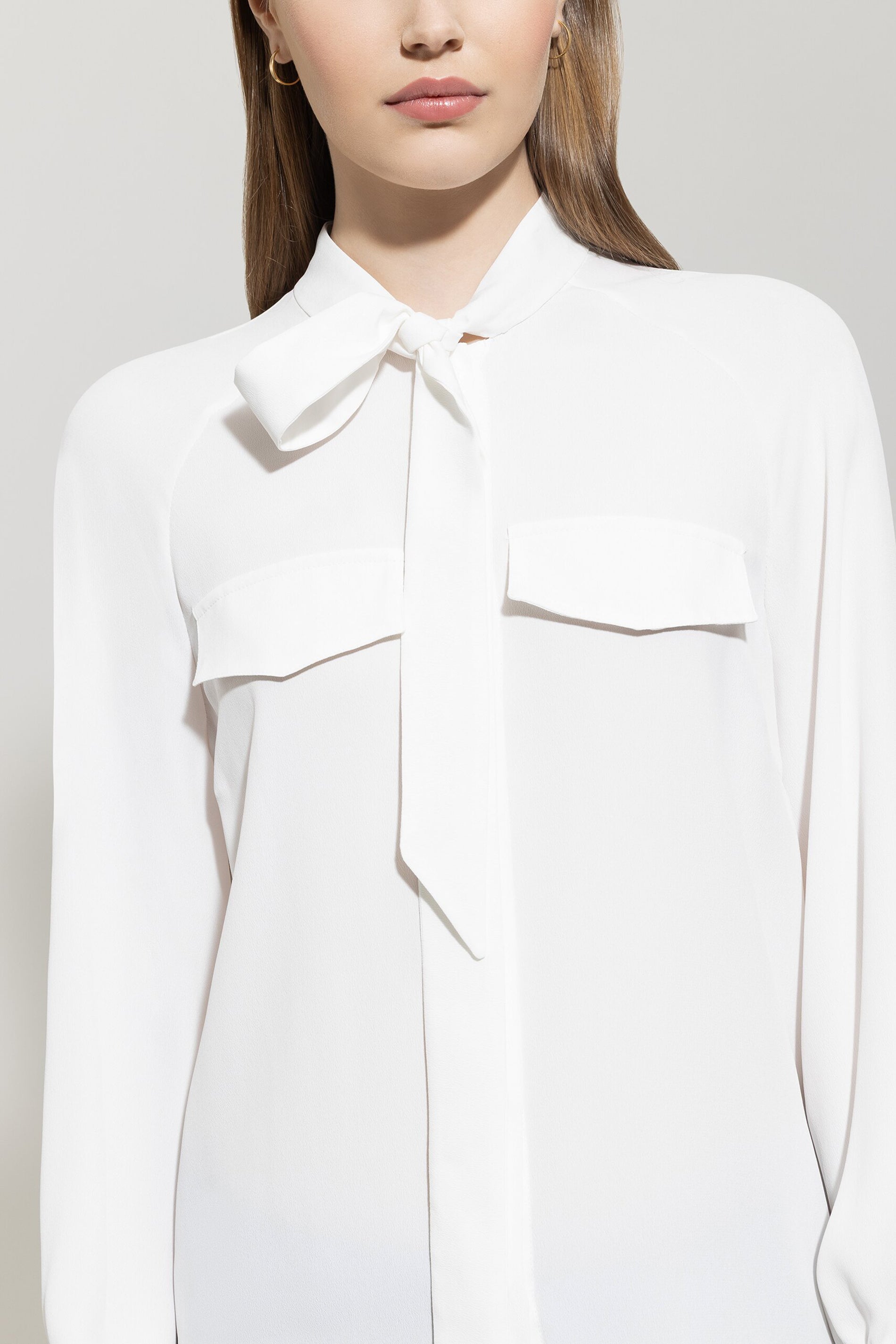 Luisa Cerano Damen Schluppenbluse aus Seiden-Mix, Off White 0103 off white Bild 4
