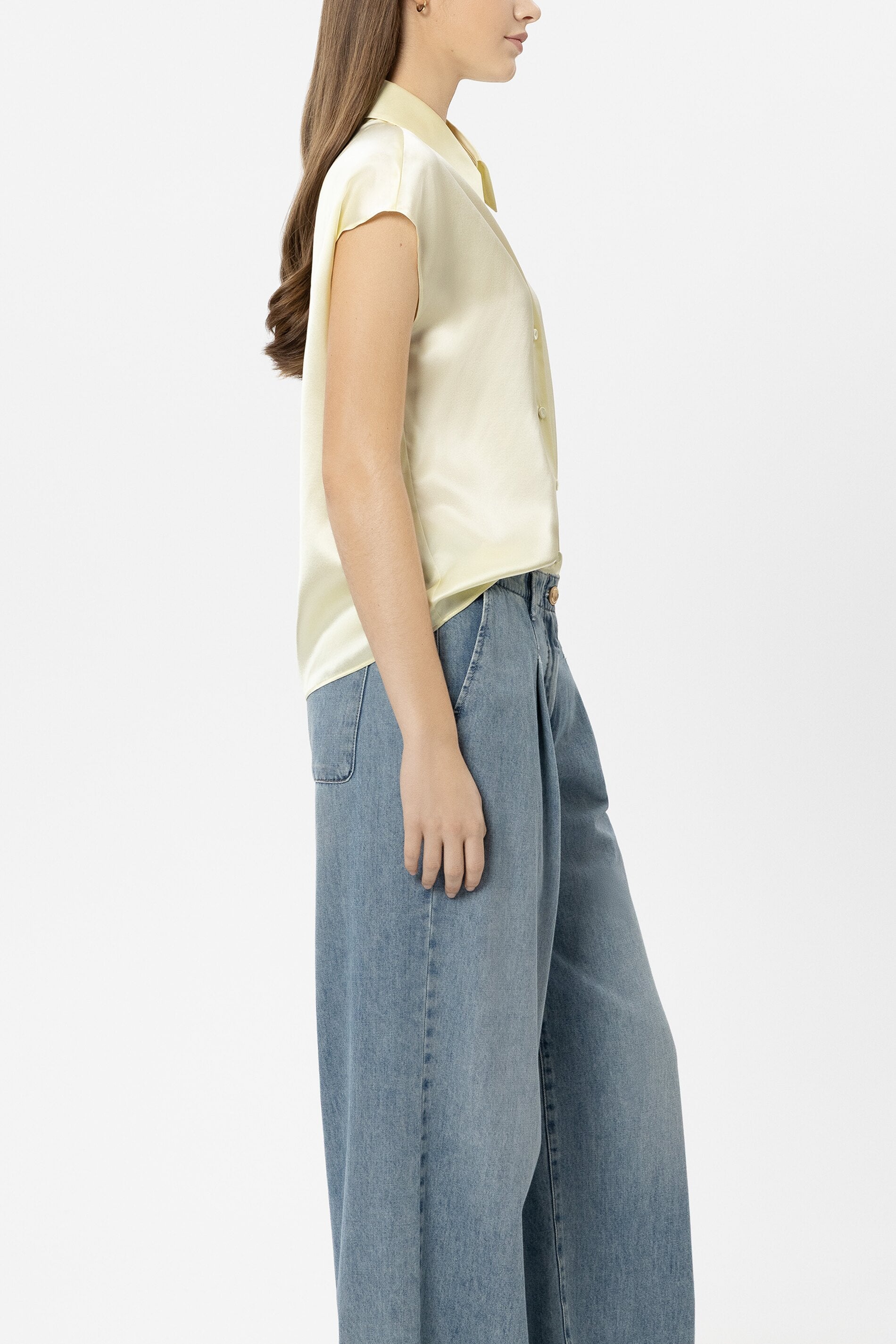 Luisa Cerano Damen Seiden-Top Citron GELB Bild 3