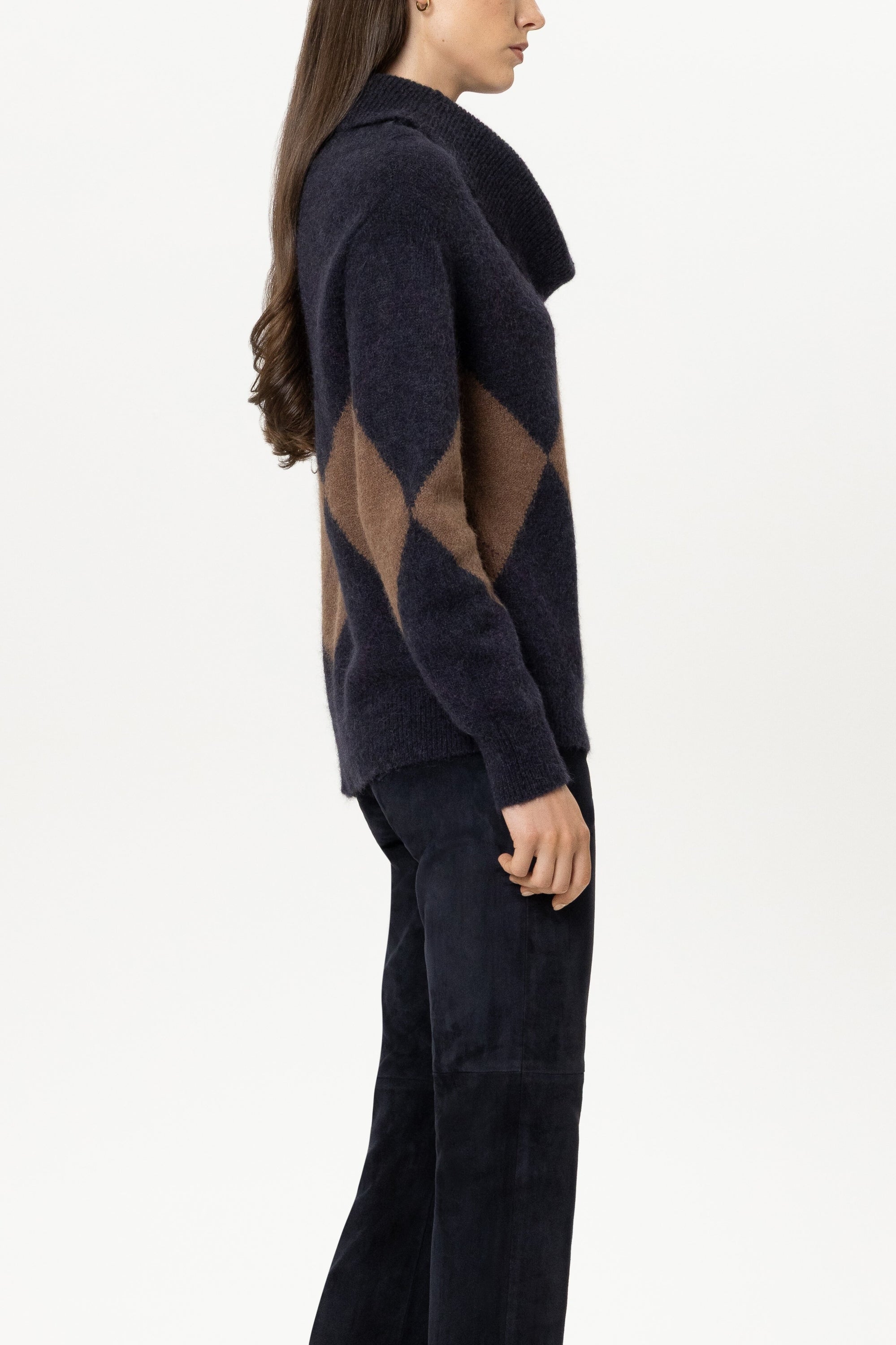 Luisa Cerano Damen Shawlneck-Pullover Multi MARINE-BLAU Bild 3