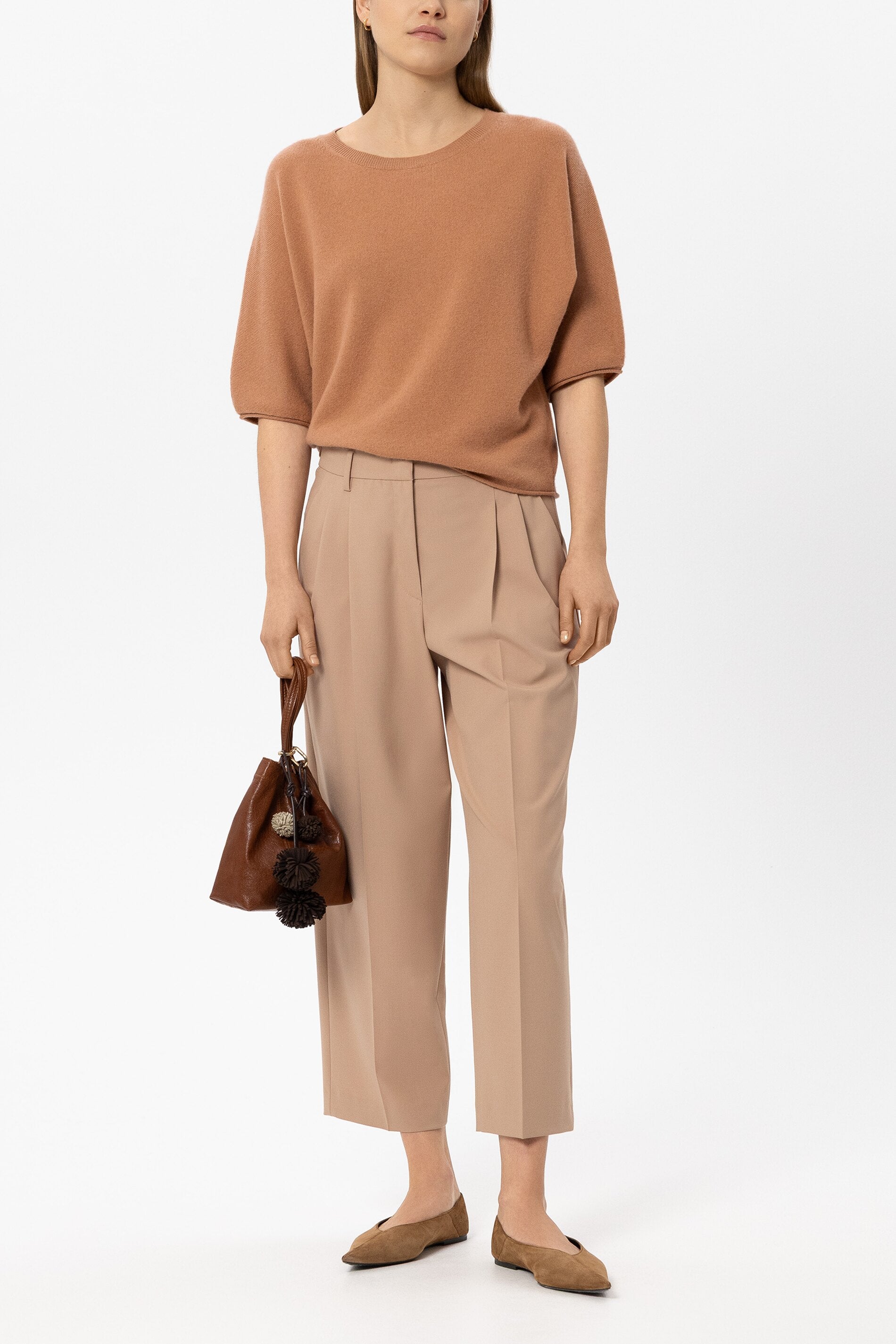 Luisa Cerano Damen Tapered-Pants mit Bundfalten Nude BEIGE Bild 2