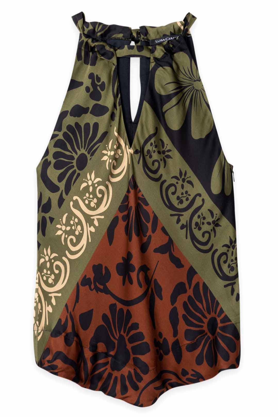 Luisa Cerano Damen Trägertop mit Leaf-Print Moss BUNT Bild 1