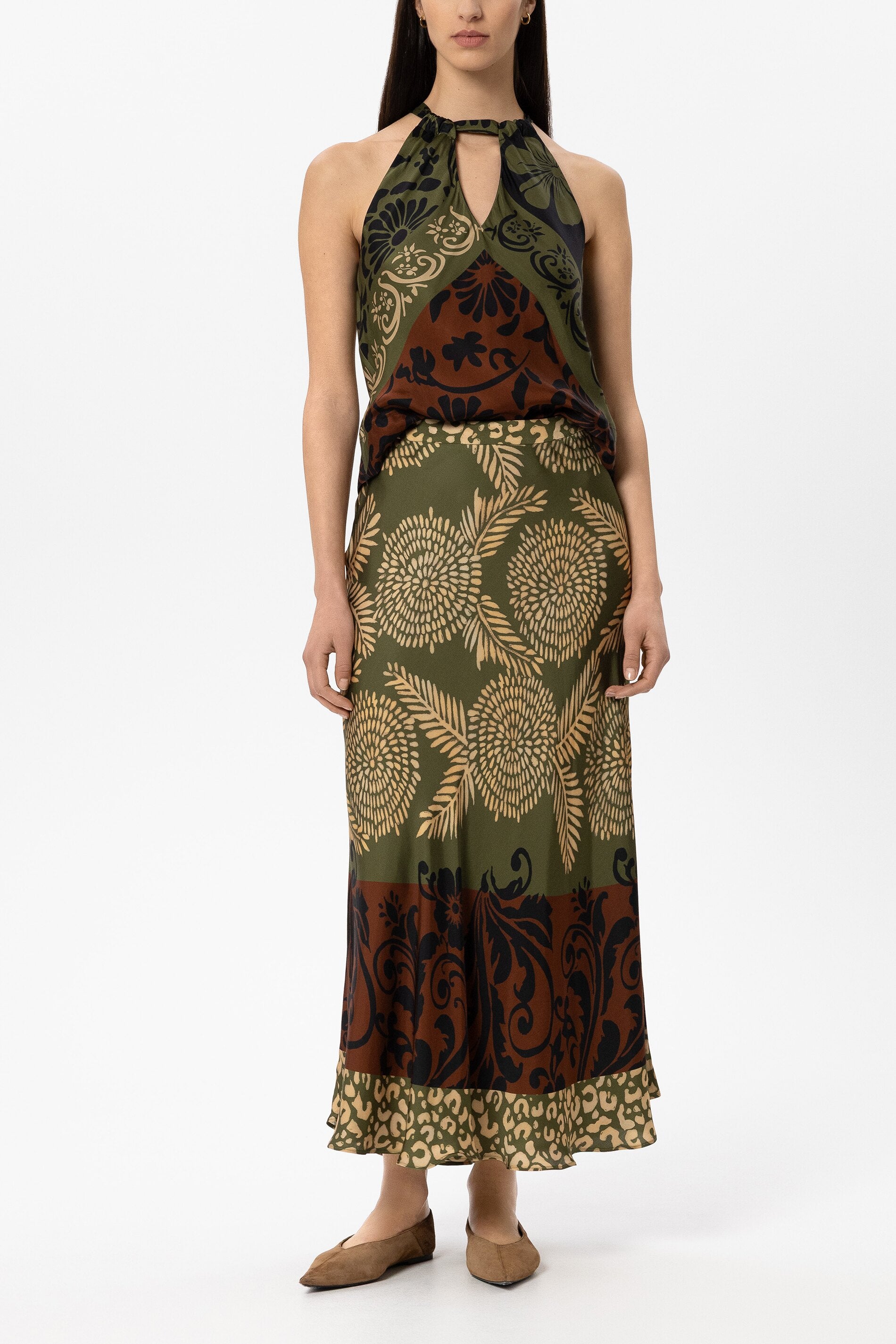Luisa Cerano Damen Trägertop mit Leaf-Print Moss BUNT Bild 2