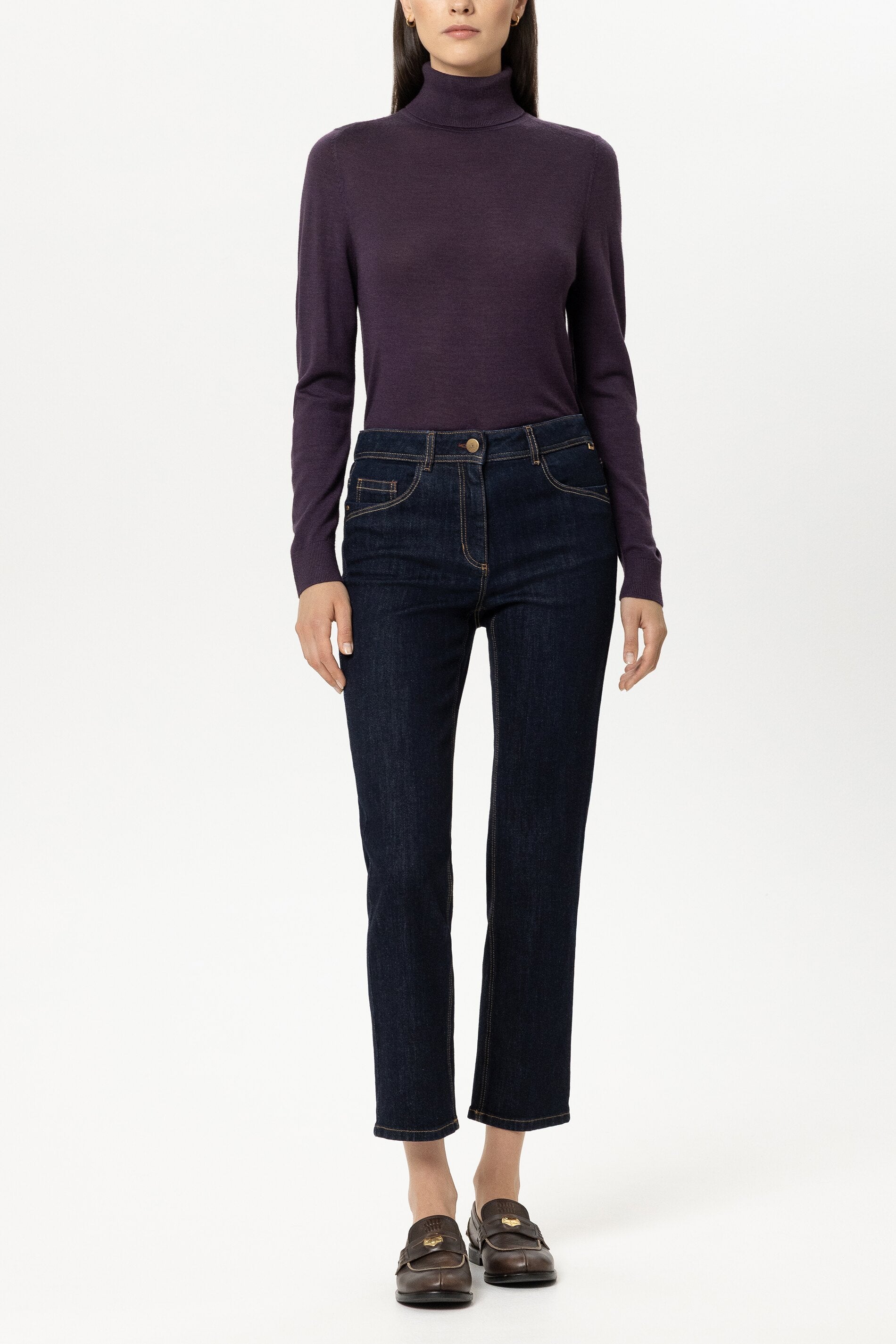 Luisa Cerano Damen Turtleneck aus Woll-Mix Plum LILA Bild 2