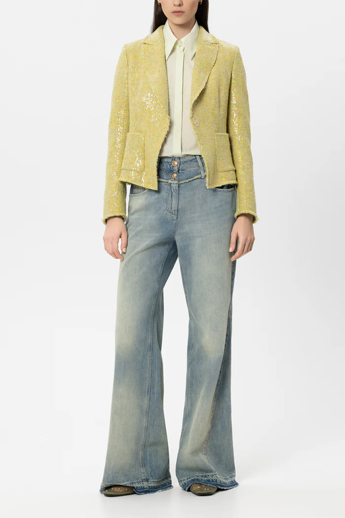 Luisa Cerano Damen Tweed-Blazerjacke Citron GELB Bild 2