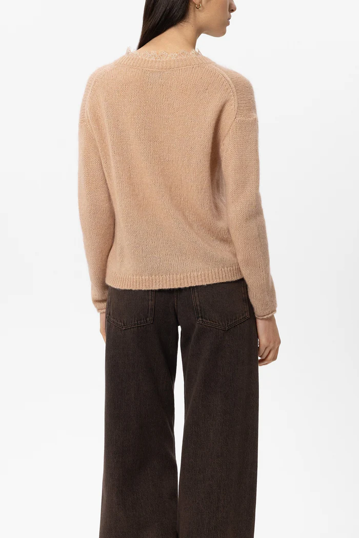 Luisa Cerano Damen V-Pullover aus Alpaka-Mix Cappuccino BEIGE Bild 3