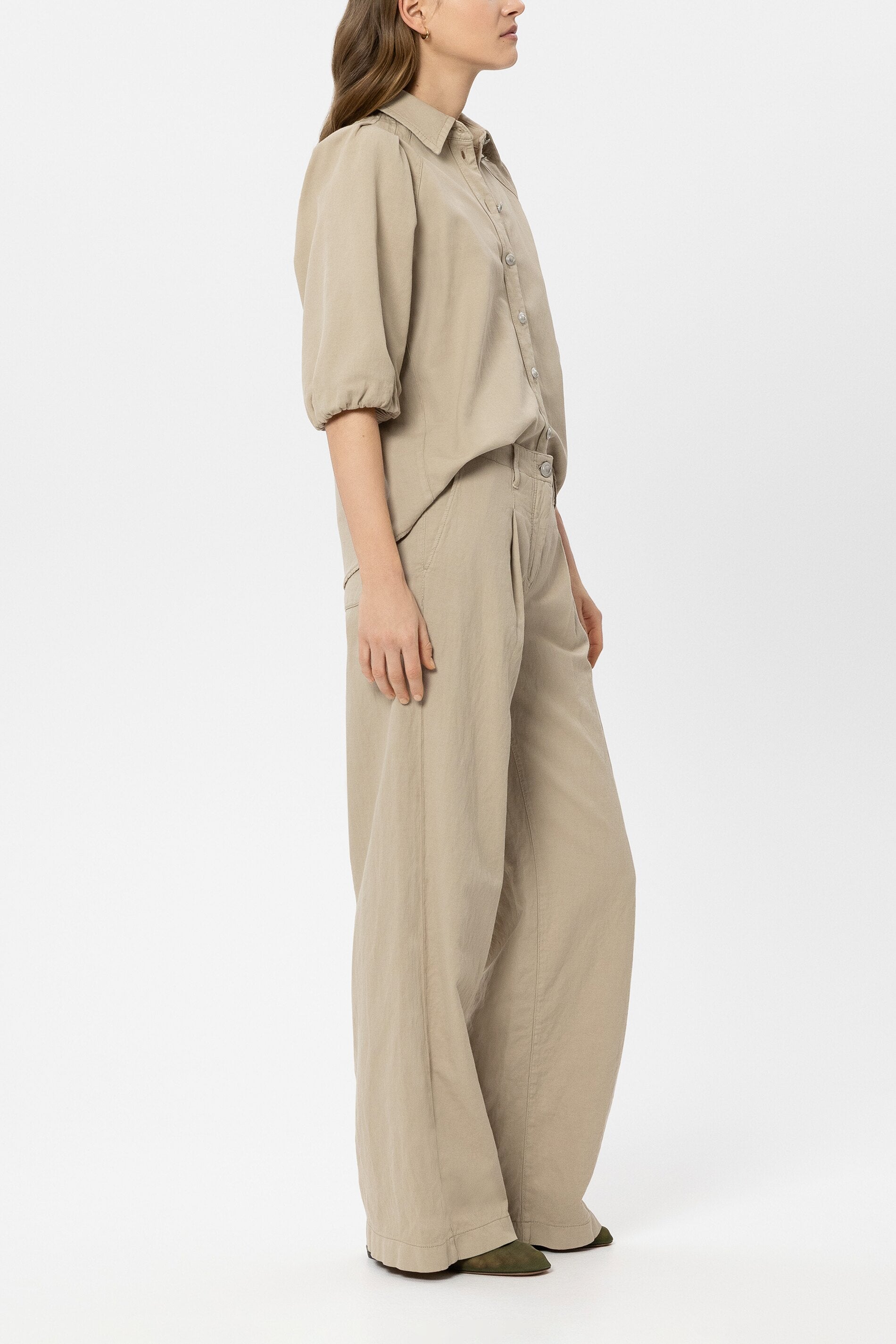 Luisa Cerano Damen Wideleg-Chino aus Leinen-Mix Sand BEIGE Bild 3