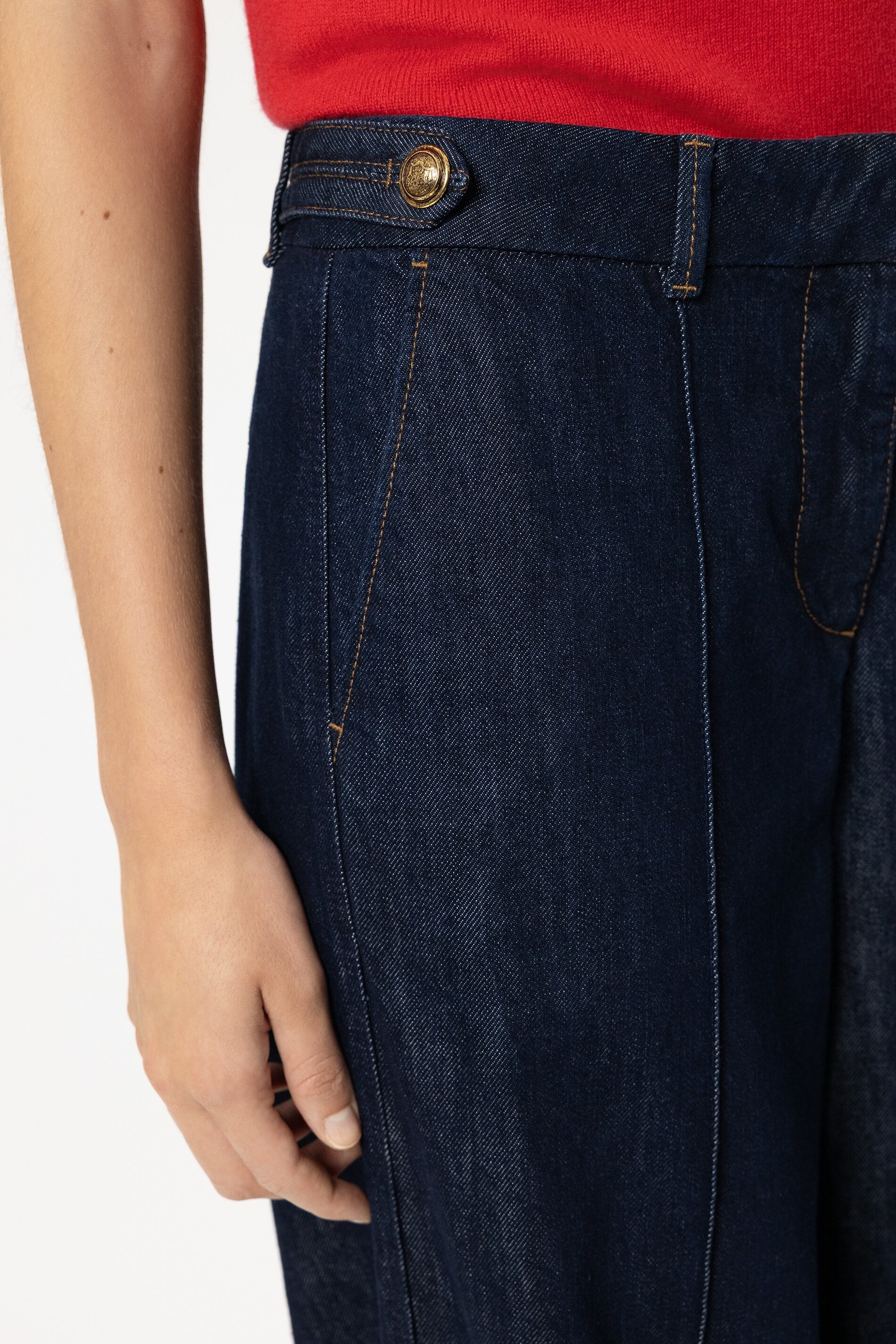 Luisa Cerano Damen Wideleg-Chino-Denim Navy BLAU Bild 5