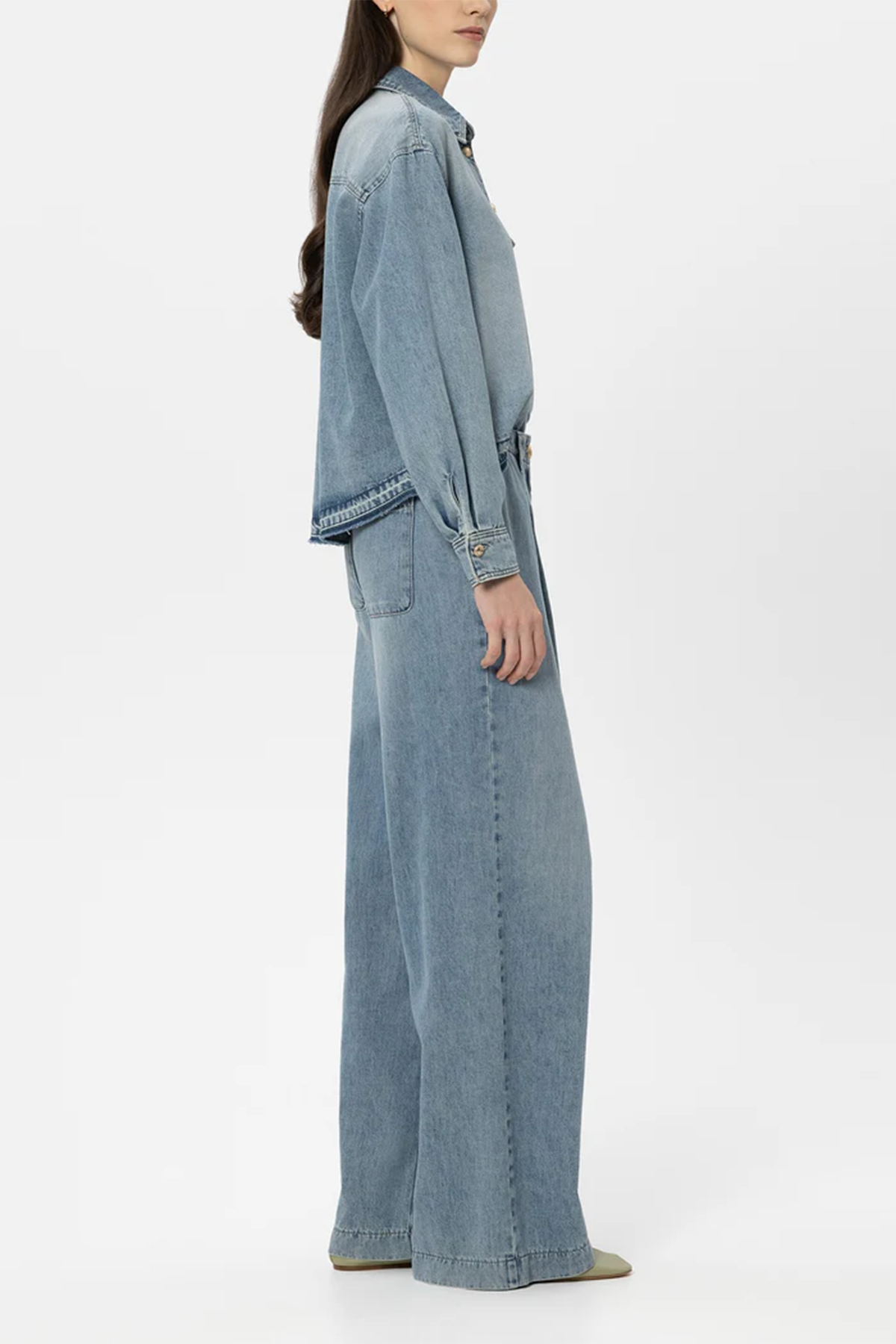 Luisa Cerano Damen Wideleg-Denim mit Bundfalte Blau BLAU Bild 3