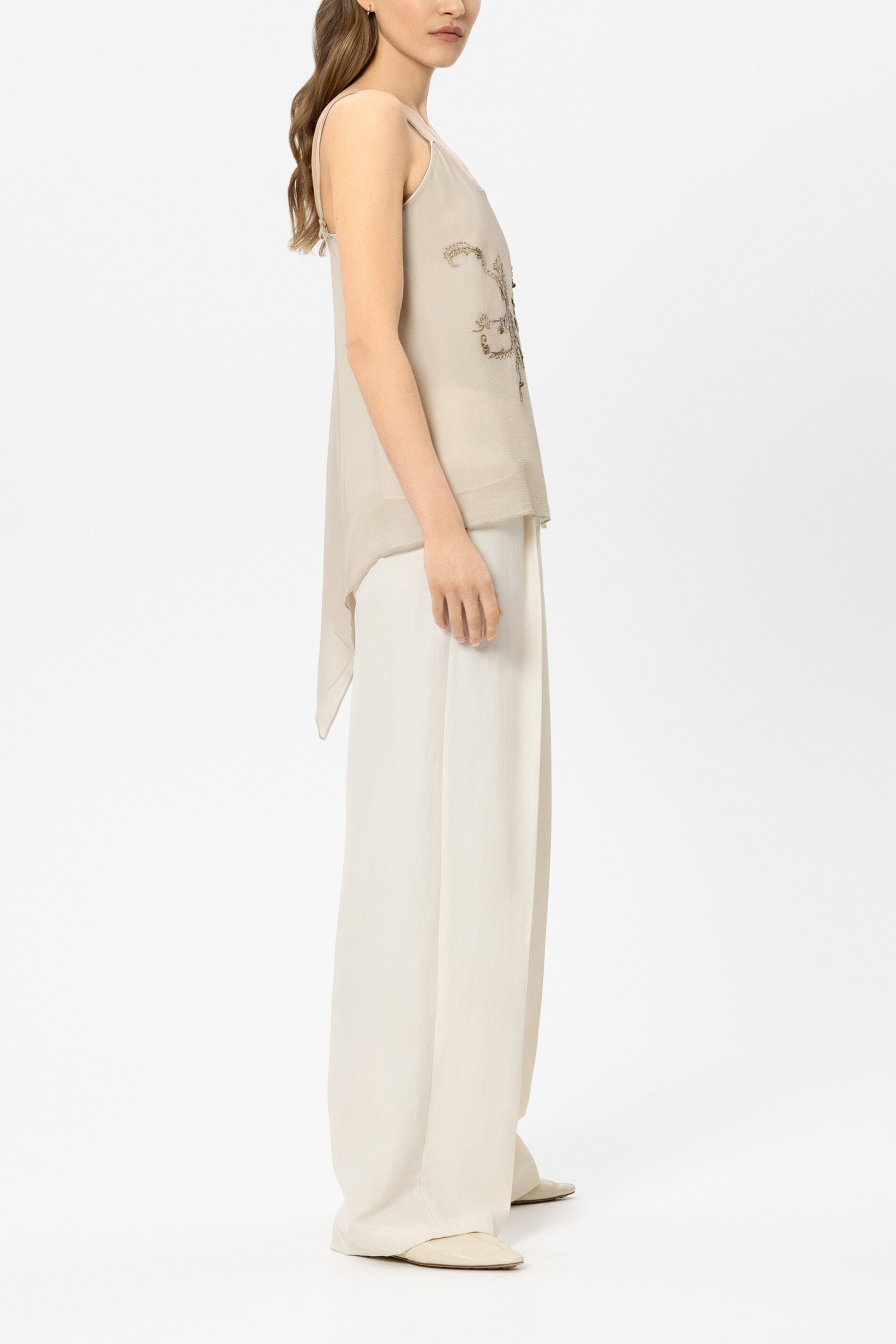 Luisa Cerano Damen Wideleg-Pants aus Leinen-Mix Milk NATUR-WEISS Bild 3