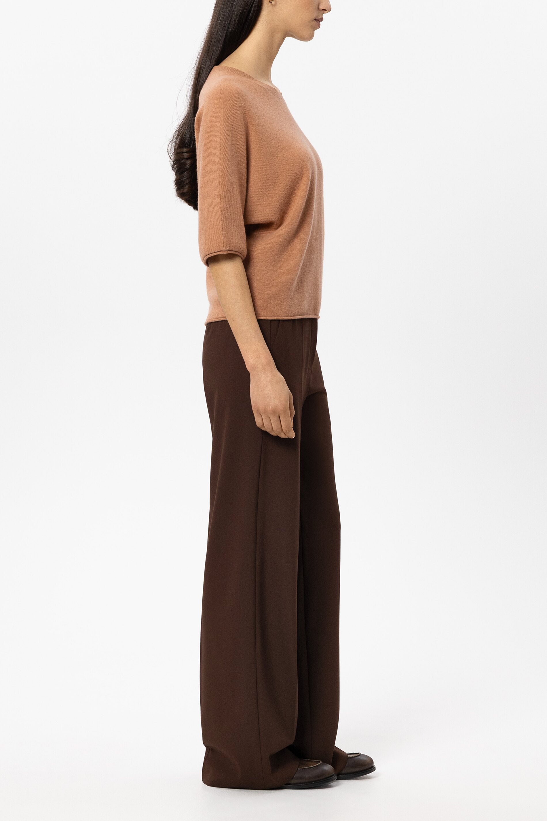 Luisa Cerano Damen Wideleg-Pants mit Bundfalten Marone BRAUN Bild 3