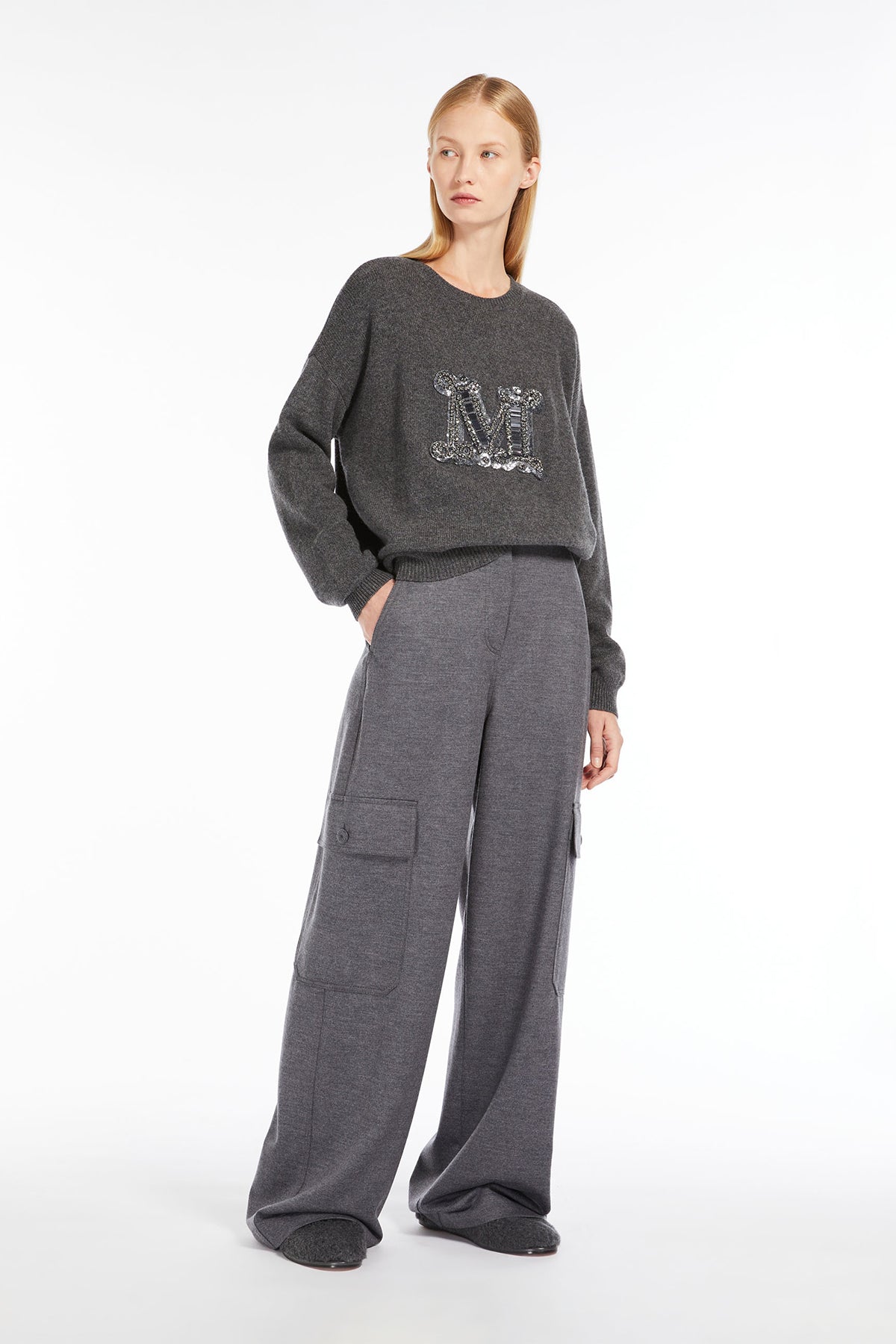 MaxMara Damen Wollhose Orlanda Grau GRAU Bild 2