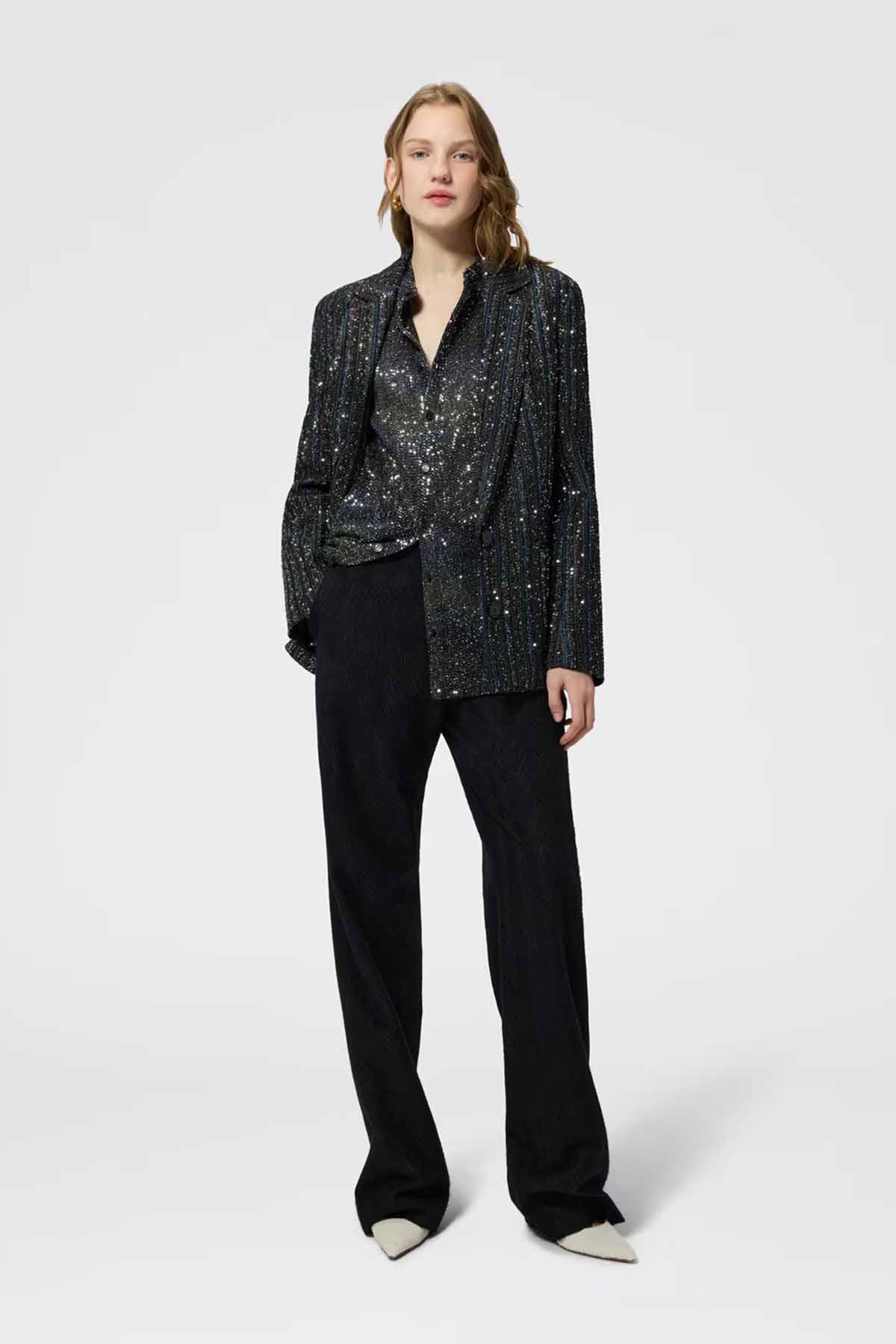 Missoni Damen Blazer aus gestreiftem Lamé-Strick Mehrfarbig SMSPD Bild 2