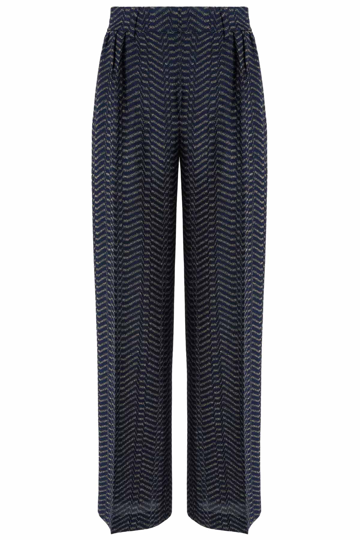 Missoni Damen Hose aus Viskose-Lamé mit Greek-Key-Muster Blau/Gold S72QT Bild 1