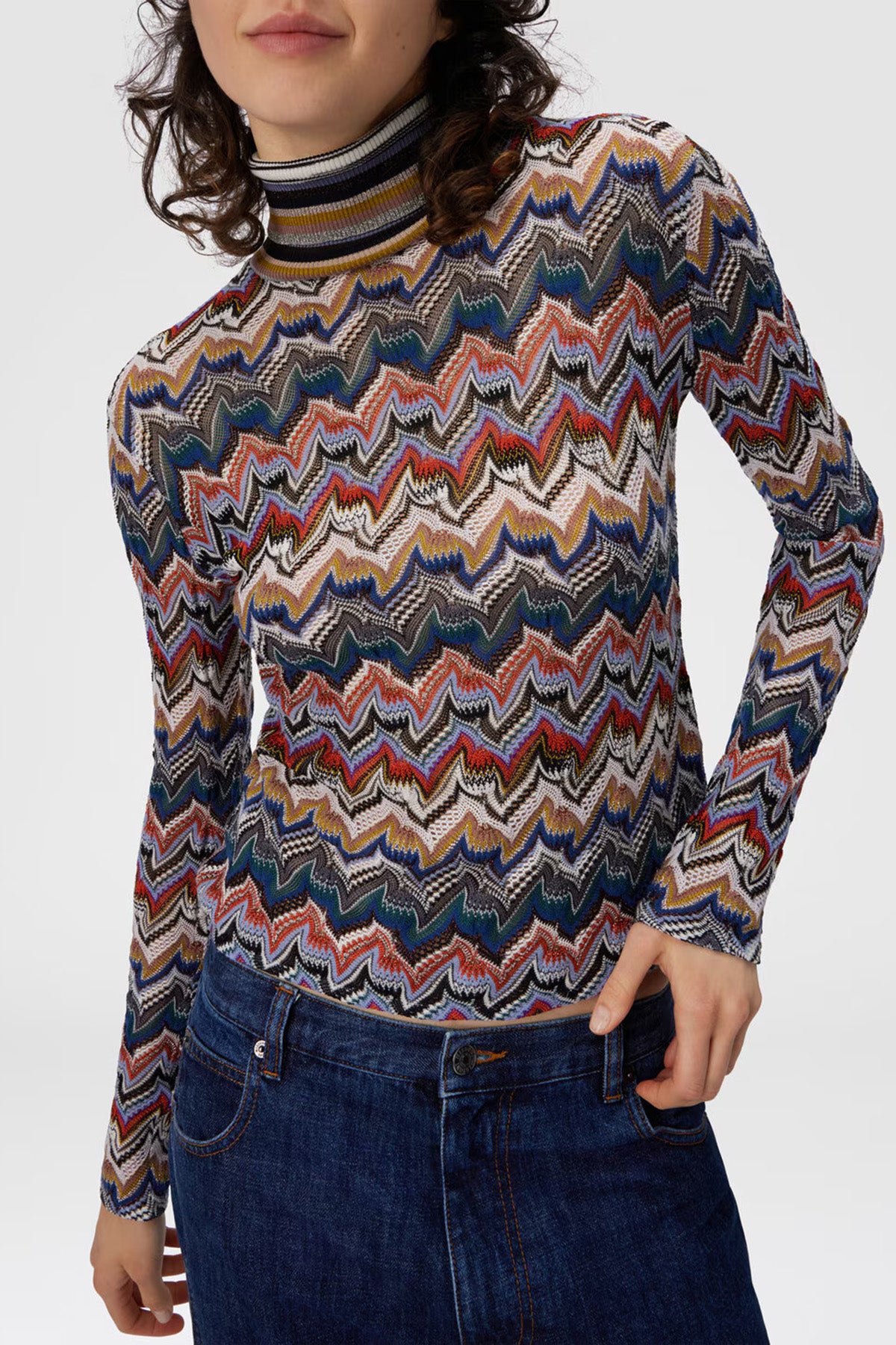 Missoni Damen Rollkragenpullover aus strukturierter Spitze Bunt SM9R3 Bild 4