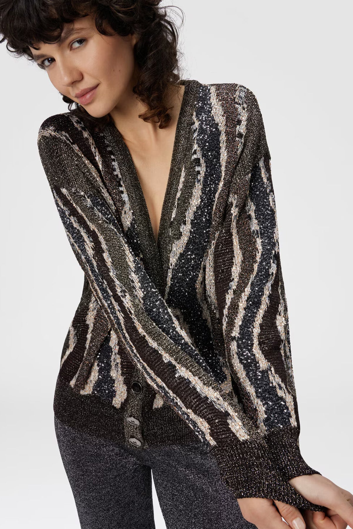 Missoni Damen Strickjacke mit Wellemuster Bunt S80E2 Bild 4