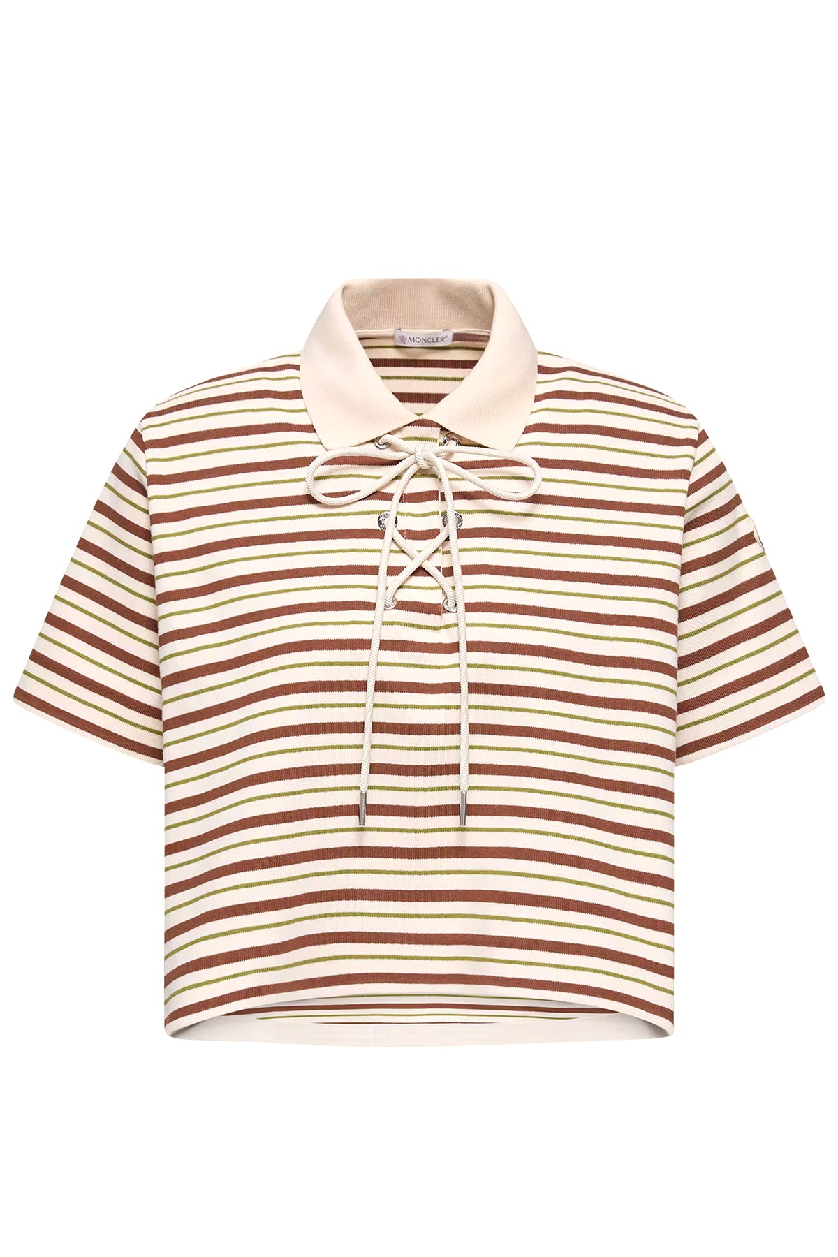 Moncler Damen Poloshirt gestreift Beige/Braun F02 Bild 1