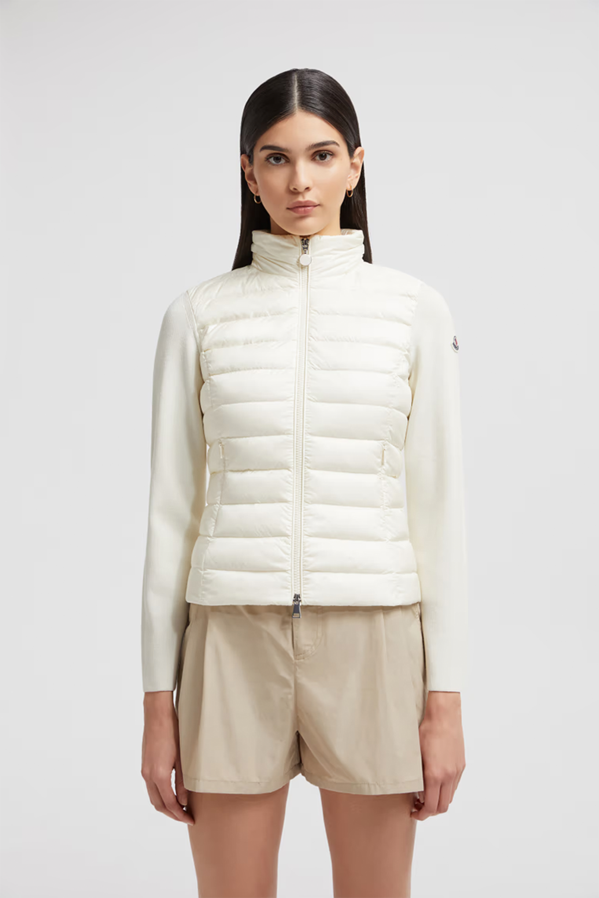 Moncler Damen Strickjacke mit Daunenfront Weiss NATUR-WEISS Bild 2