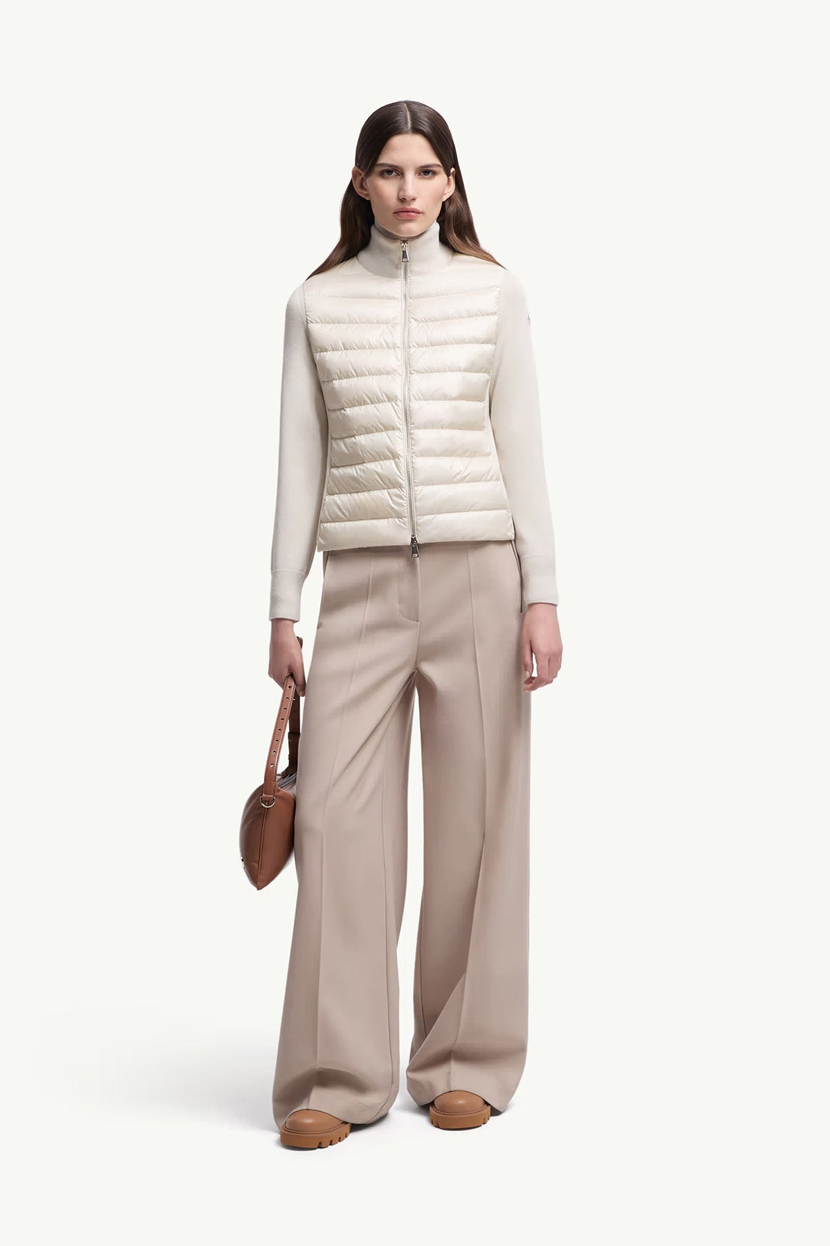 Moncler Damen Strickjacke mit Daunenfront Hellbeige 20F Bild 2