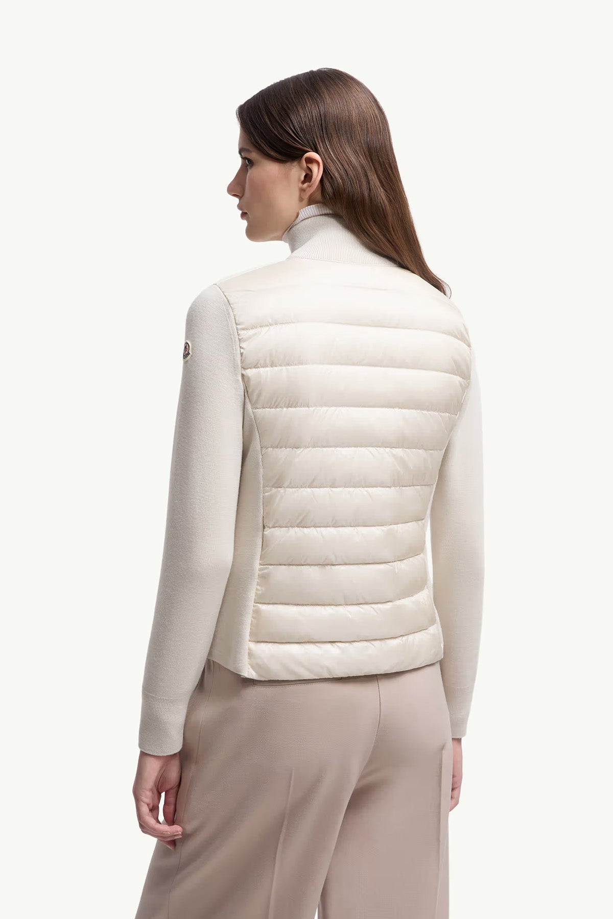 Moncler Damen Strickjacke mit Daunenfront Hellbeige 20F Bild 4