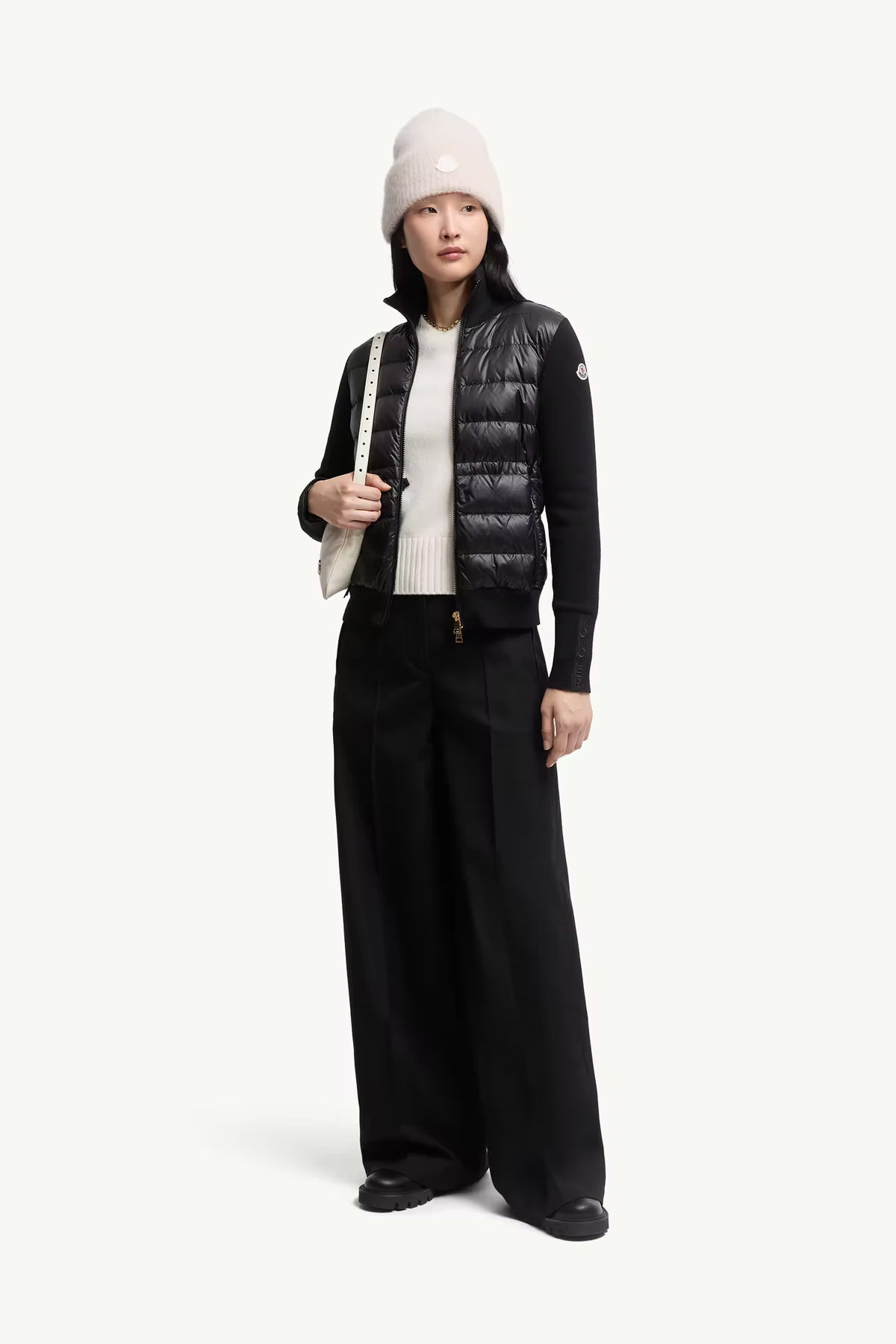 Moncler Damen Strickjacke mit Daunenfront Schwarz 999 Bild 2