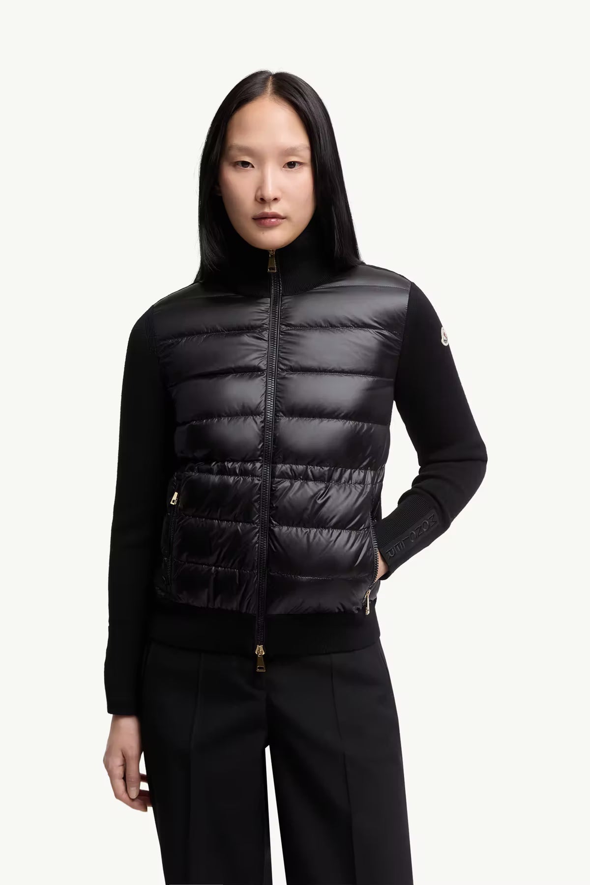Moncler Damen Strickjacke mit Daunenfront Schwarz 999 Bild 3