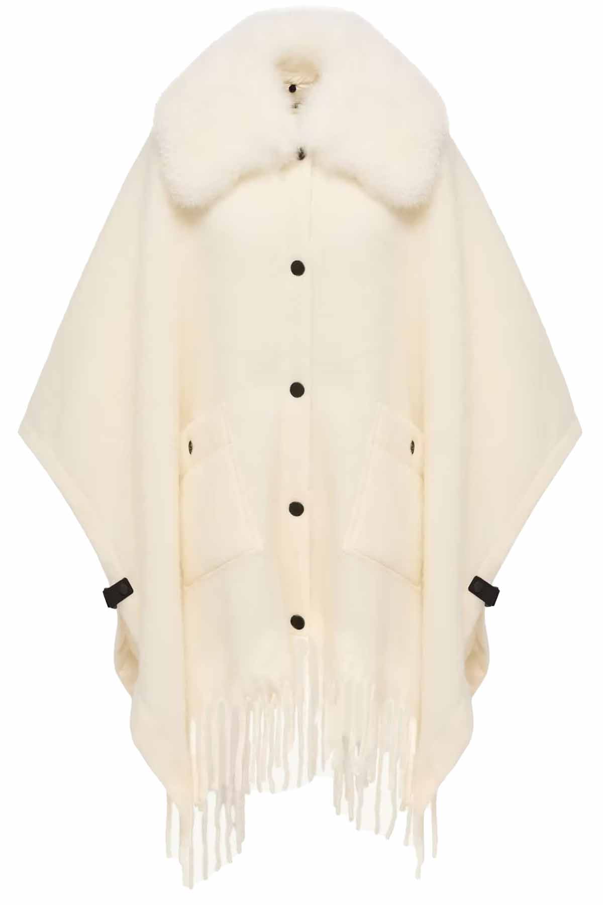 Moncler Grenoble Damen Cape mit Lammfellkragen Weiss NATUR-WEISS Bild 1