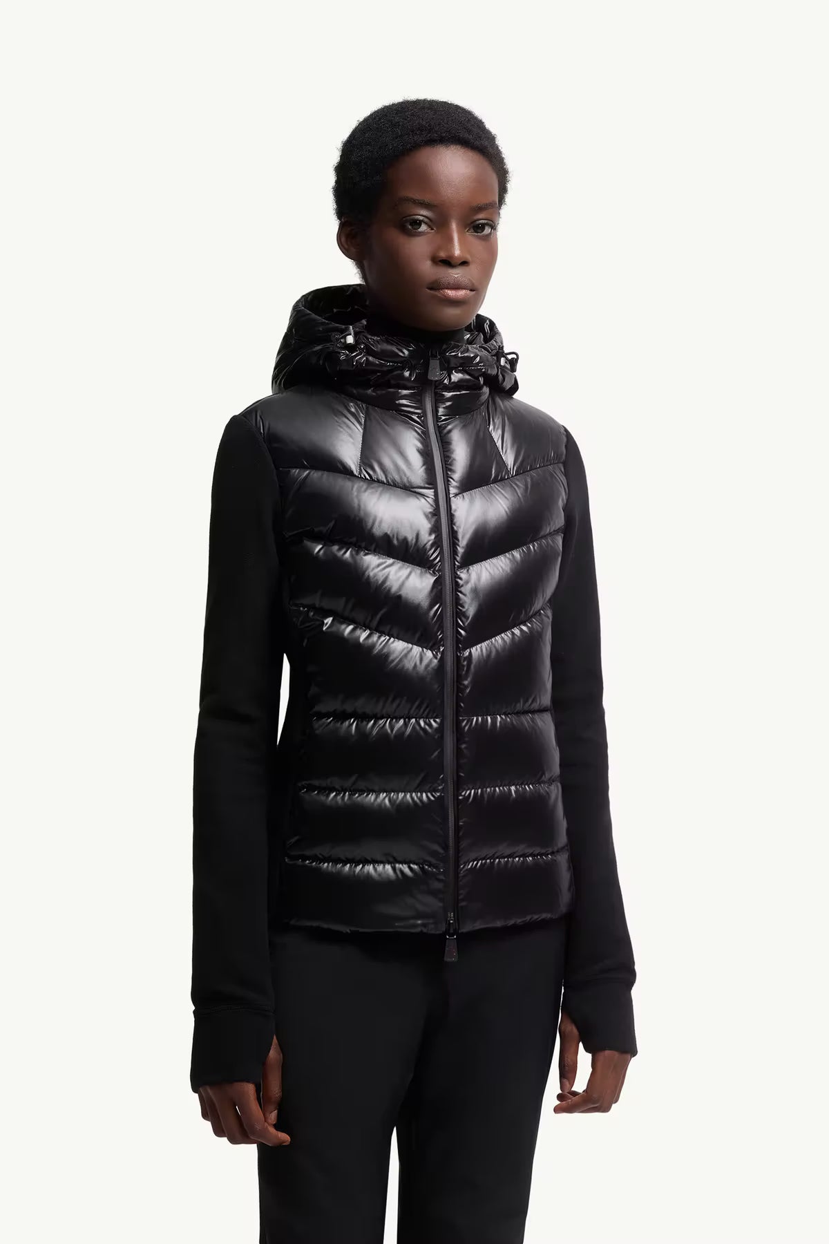 Moncler Grenoble Damen Fleecejacke mit Daunenfront Schwarz 999 Bild 3