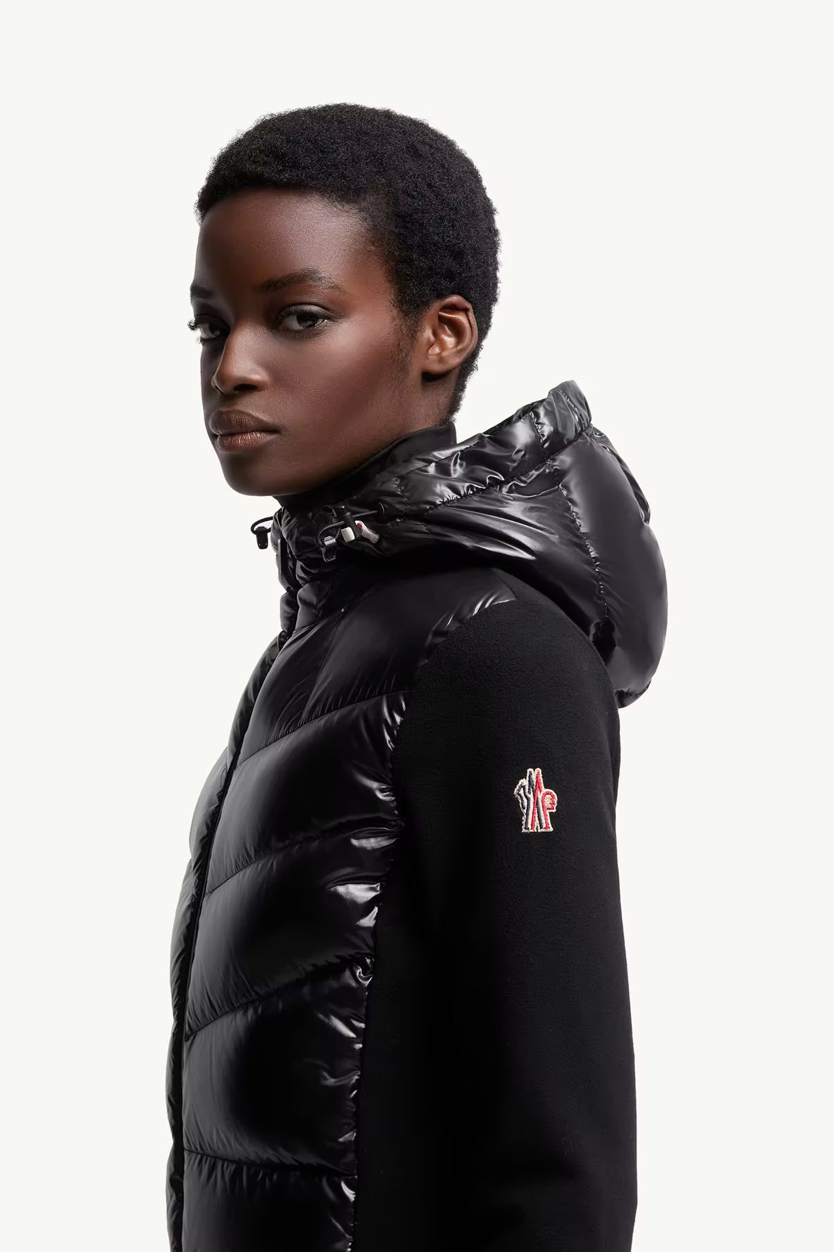 Moncler Grenoble Damen Fleecejacke mit Daunenfront Schwarz 999 Bild 5