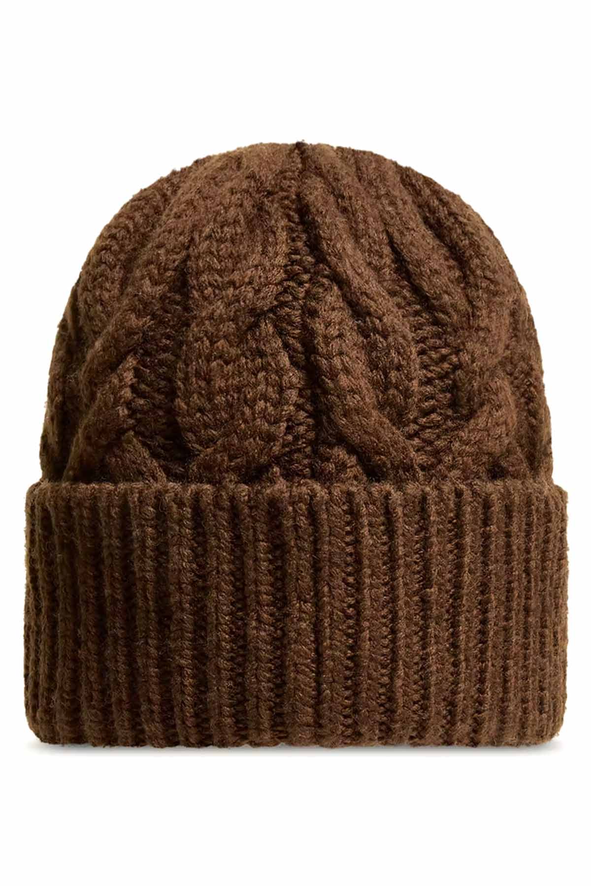 Moncler Grenoble Damen Strickmütze mit Zopfmuster Braun 280 Bild 2