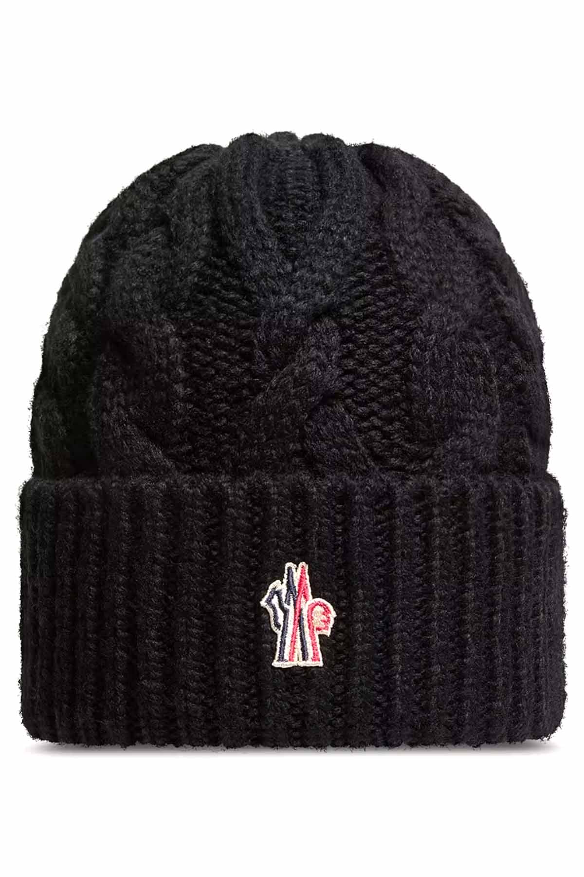 Moncler Grenoble Damen Strickmütze mit Zopfmuster Schwarz SCHWARZ Bild 1