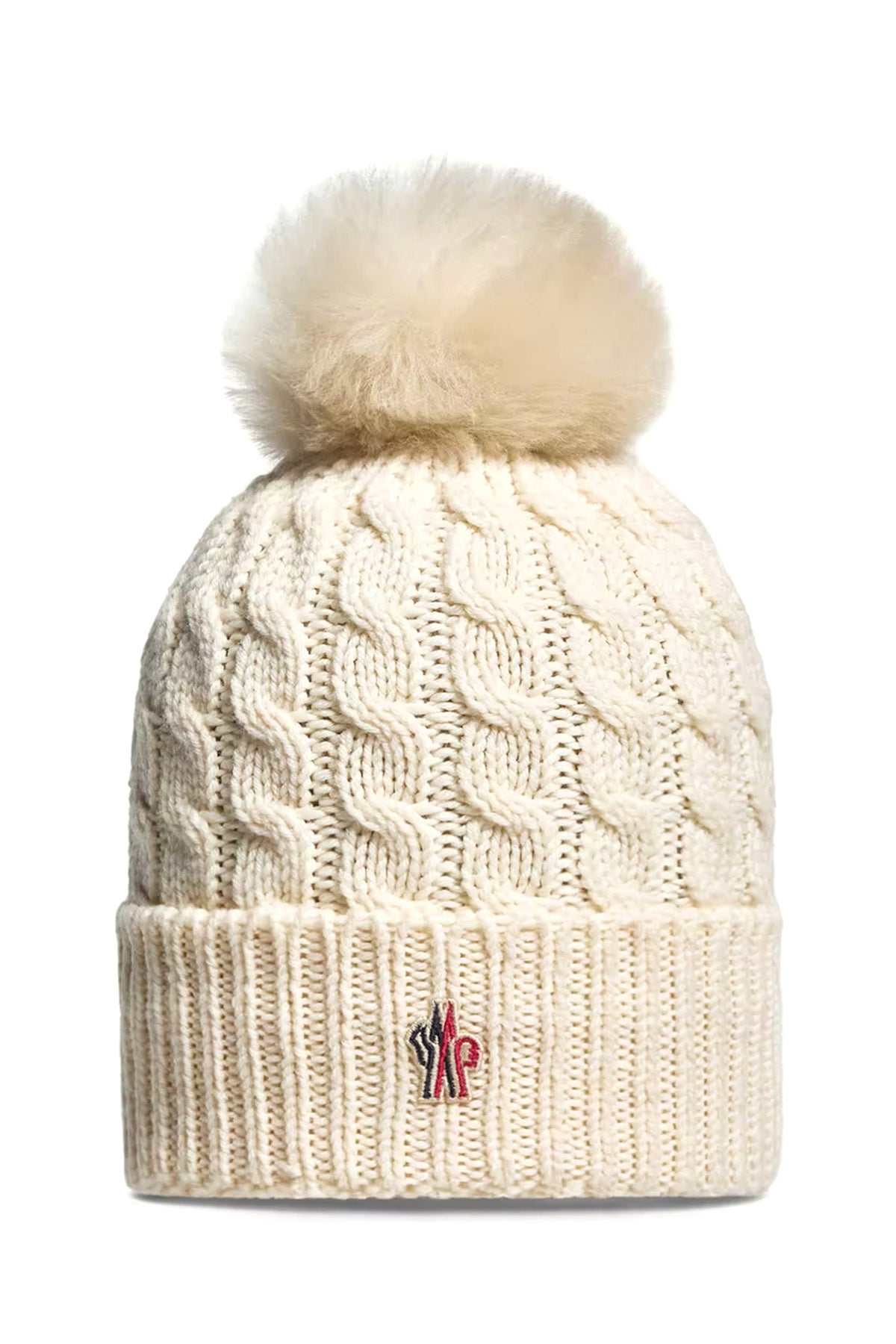 Moncler Grenoble Damen Strickmütze mt Bommel Weiss WEISS Bild 1