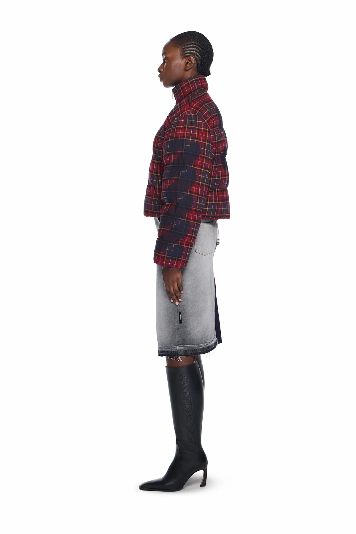 Off-White Damen Arrow Spray Check Puffer Jacke Rot 2848 bordeaux/p Bild 3