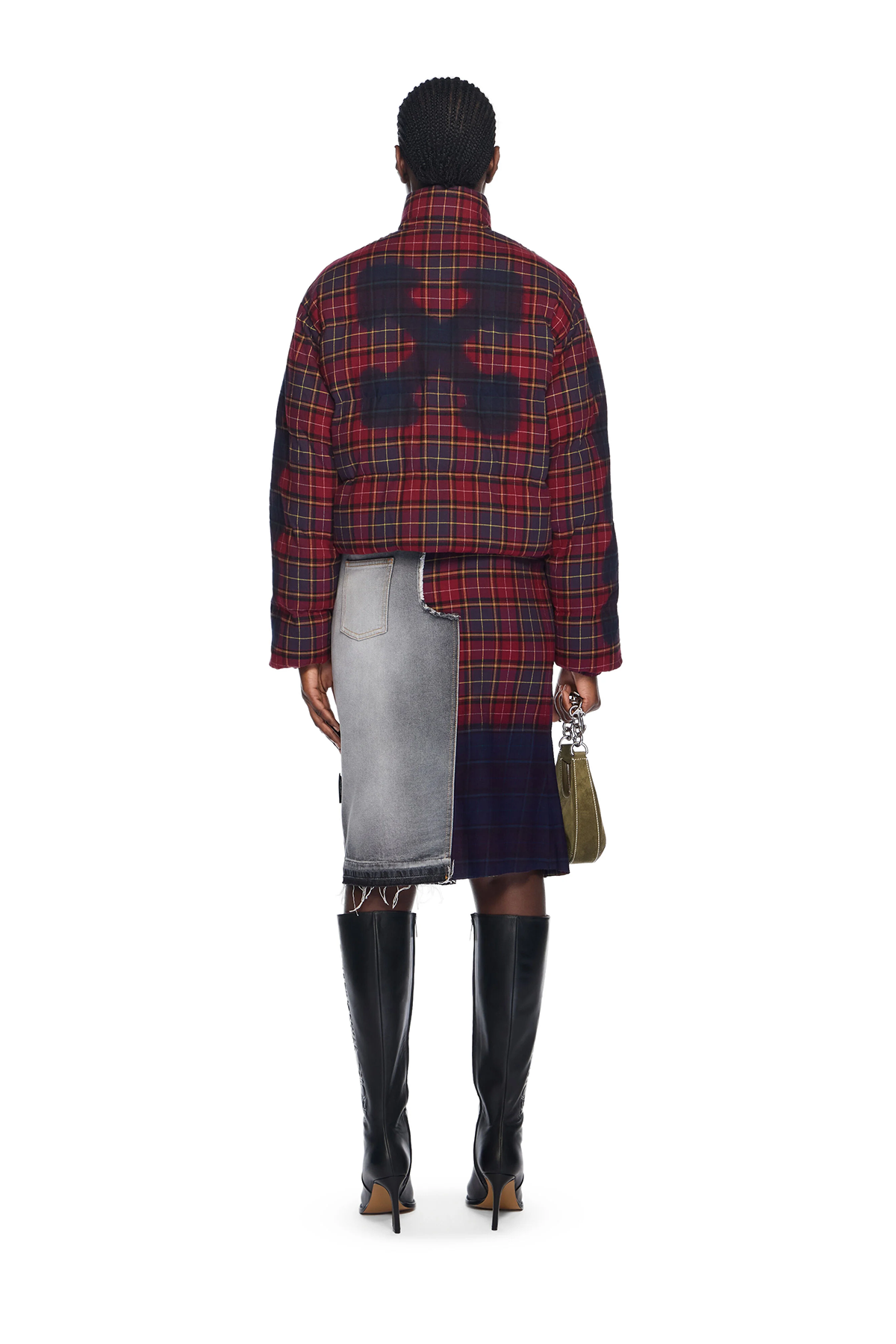 Off-White Damen Arrow Spray Check Puffer Jacke Rot 2848 bordeaux/p Bild 4