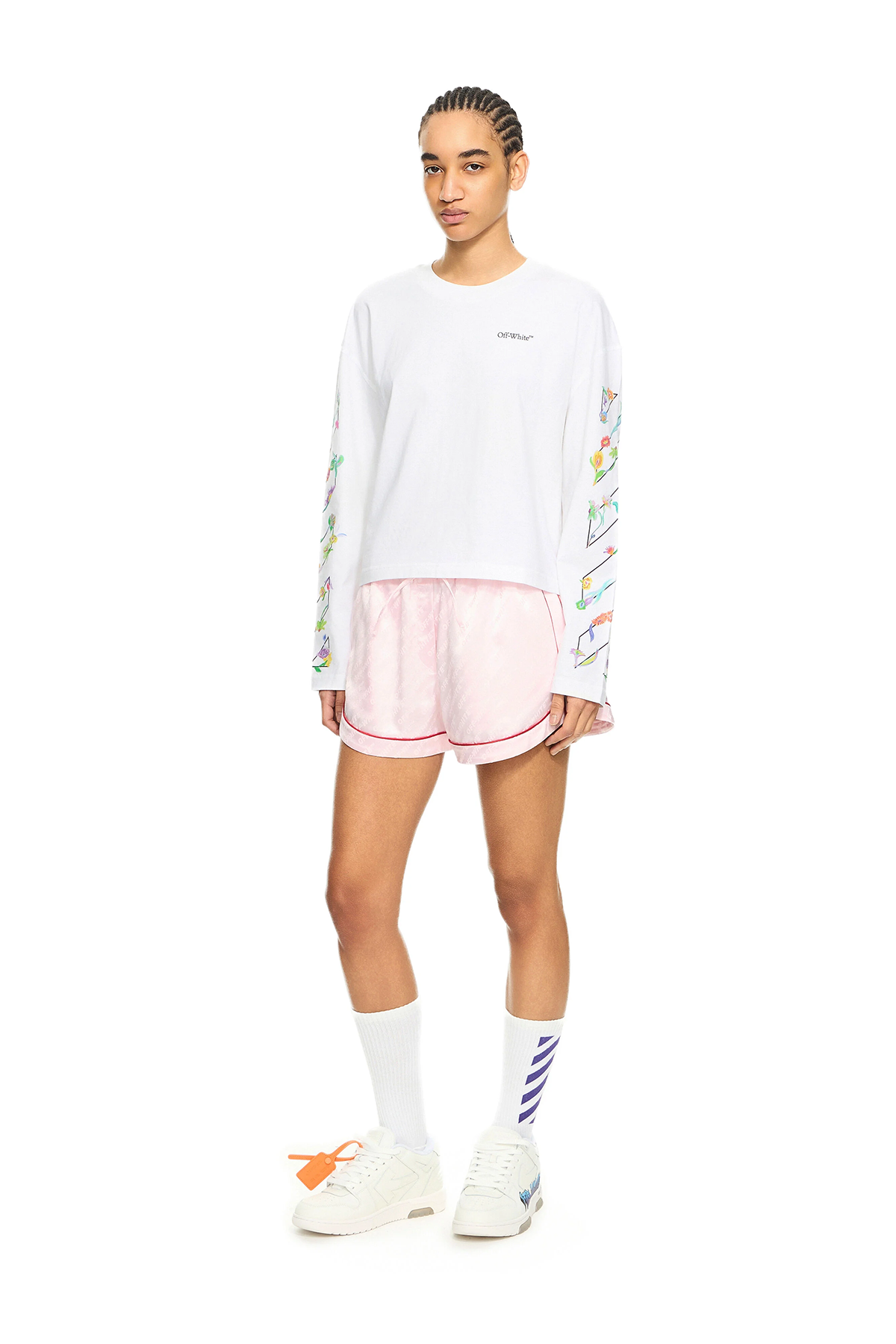 Off-White Damen Diagonal Glowing Flower Langarmshirt Weiss WEISS Bild 2