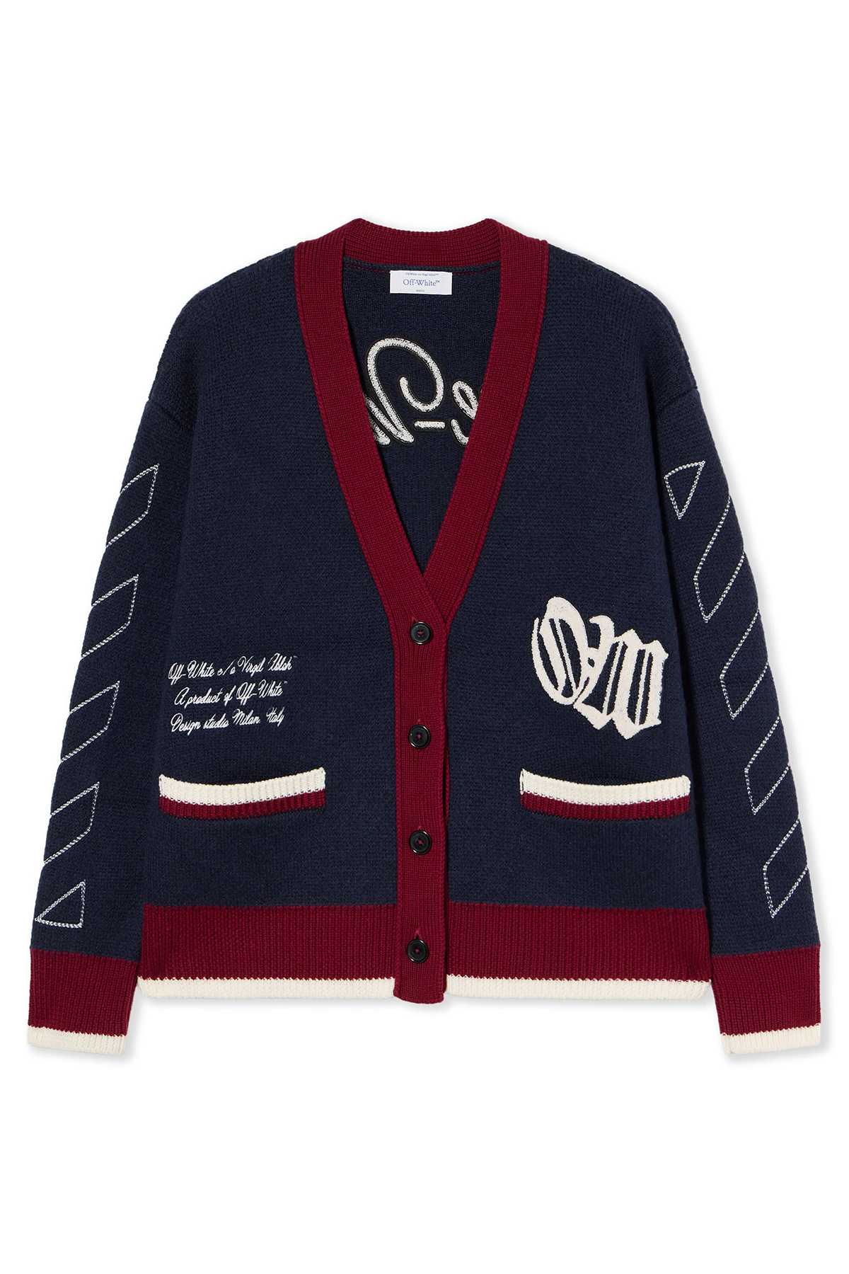 Off-White Damen Jacquard Knit Varsity Cardigan Blau/Rot 4801-blueisris Bild 1