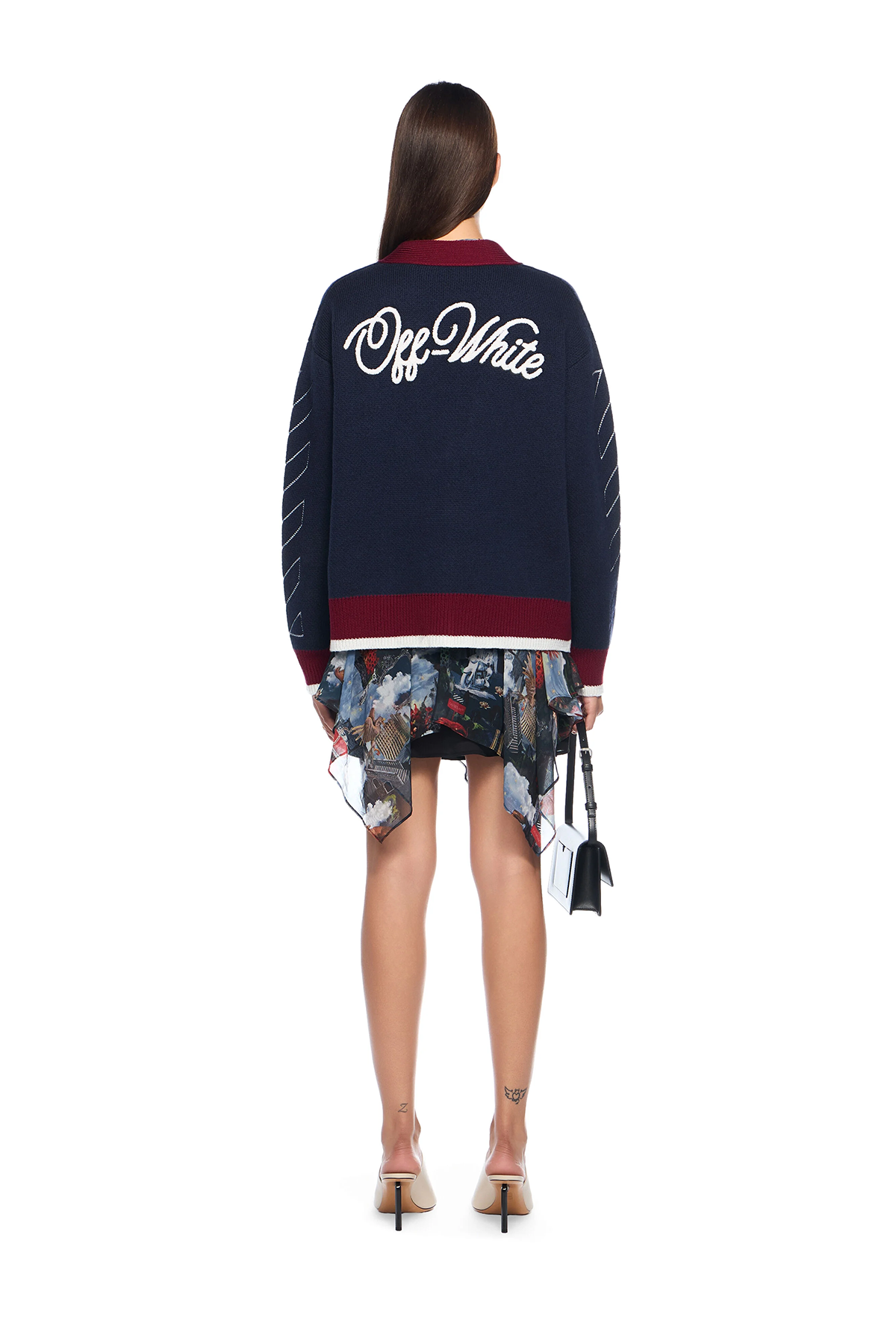 Off-White Damen Jacquard Knit Varsity Cardigan Blau/Rot 4801-blueisris Bild 4