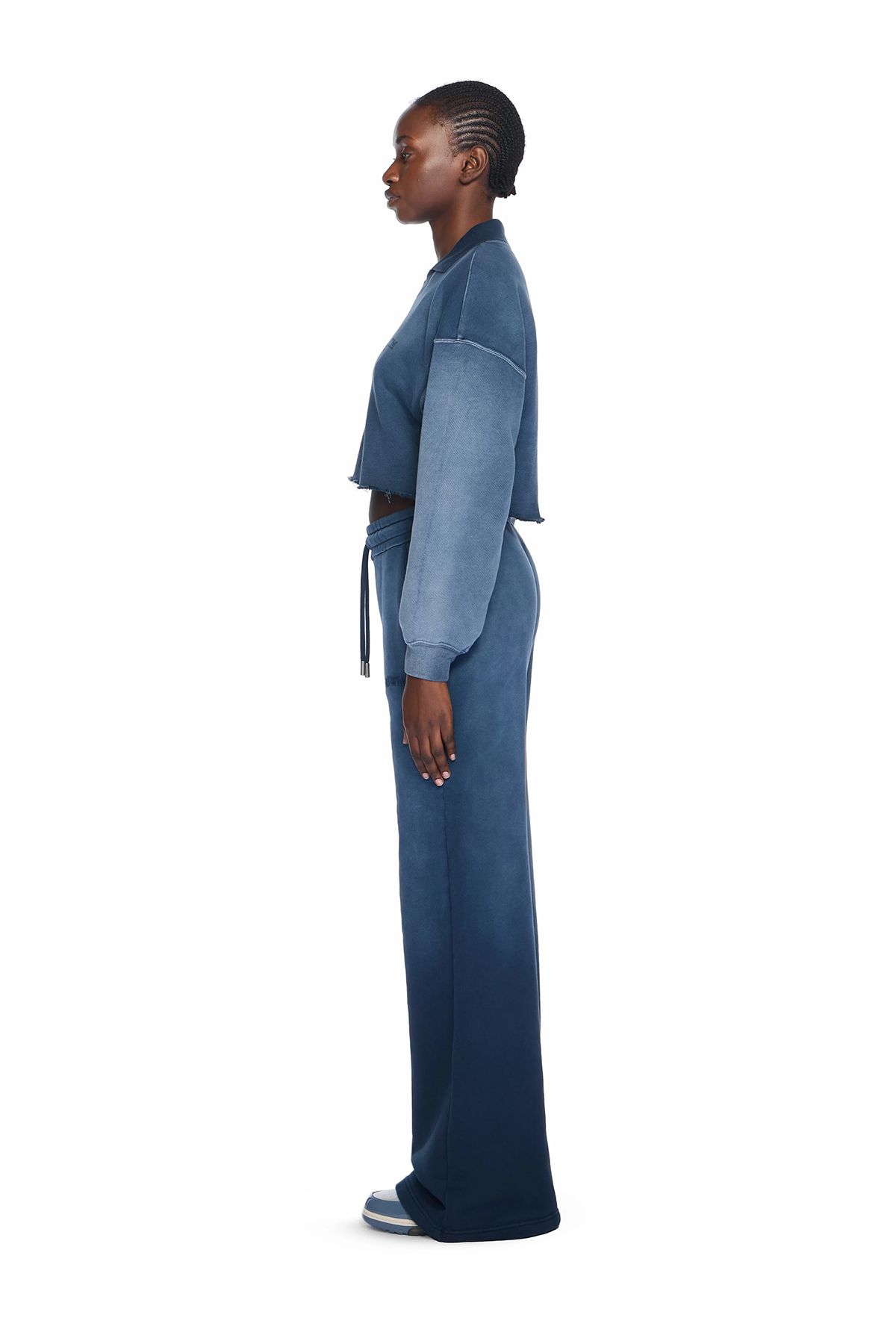 Off-White Damen Laundry Crop Polo Sweatshirt Blau 4d4d-sprayds Bild 3