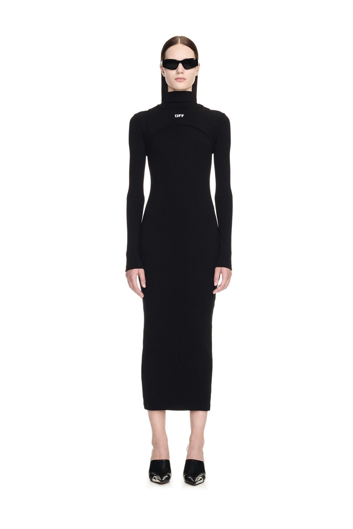Off-White Damen Off Stamp Midikleid Schwarz 1001-black--wh Bild 2