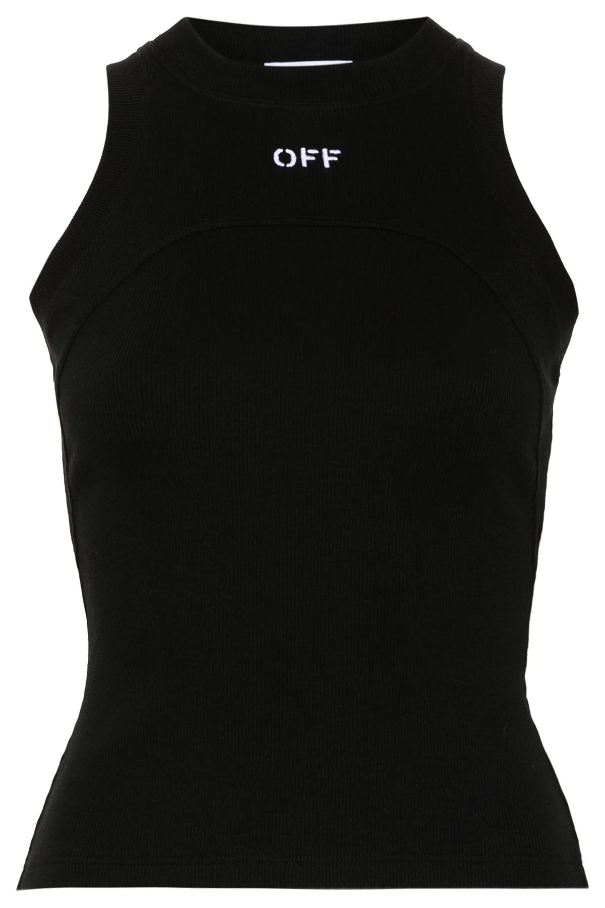 Off-White Damen Off Stamp Rib Round Tank Top Schwarz SCHWARZ Bild 1