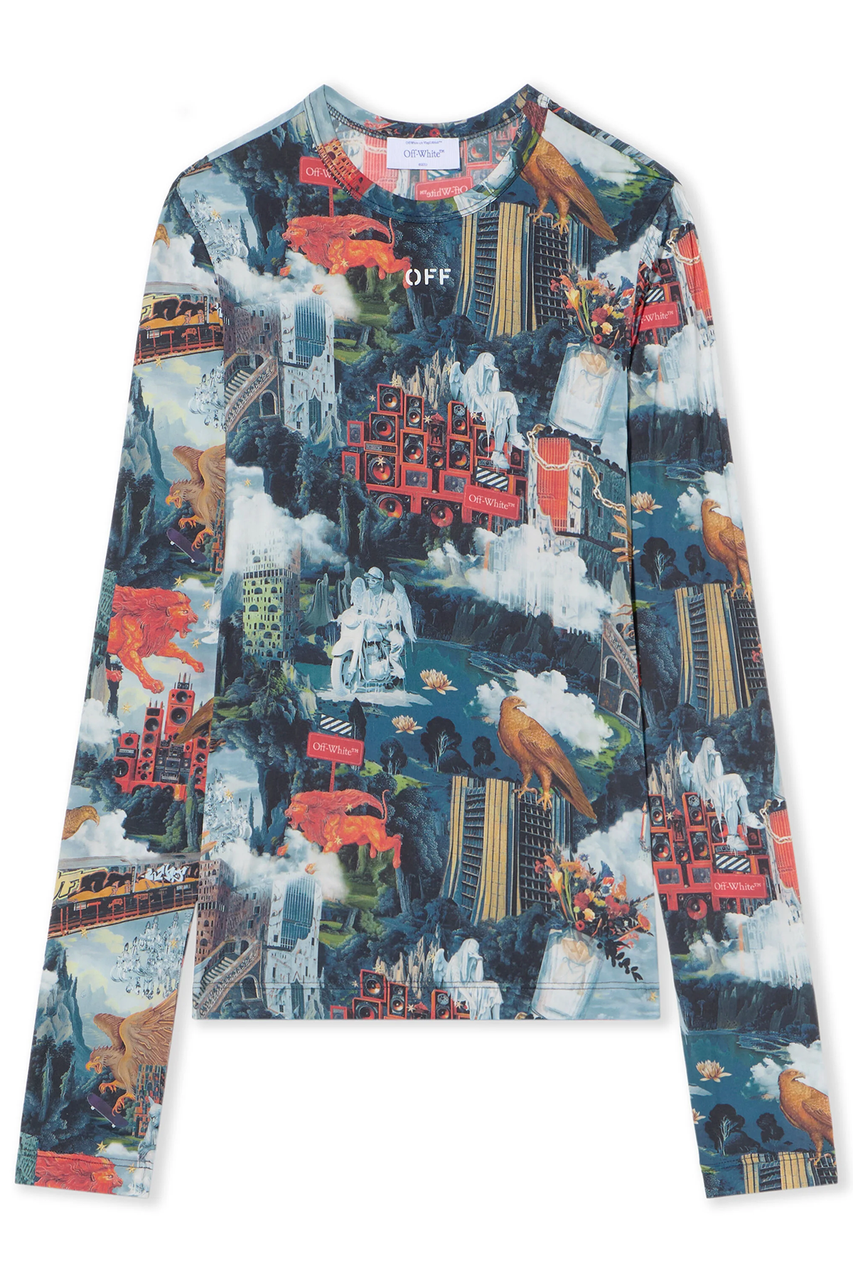 Off-White Damen World Paint Second Skin Langarmshirt Bunt 8501-AiPrint-w Bild 1