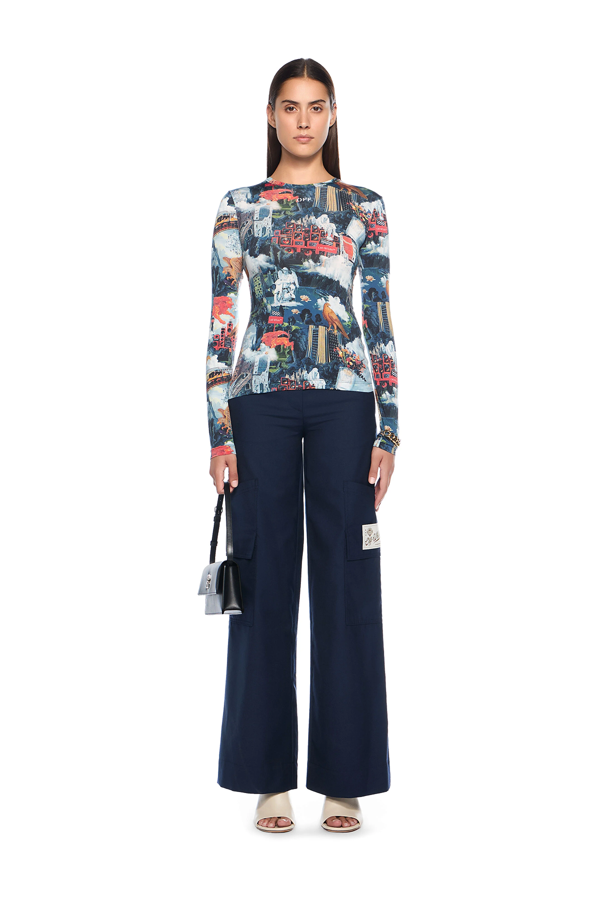 Off-White Damen World Paint Second Skin Langarmshirt Bunt 8501-AiPrint-w Bild 2