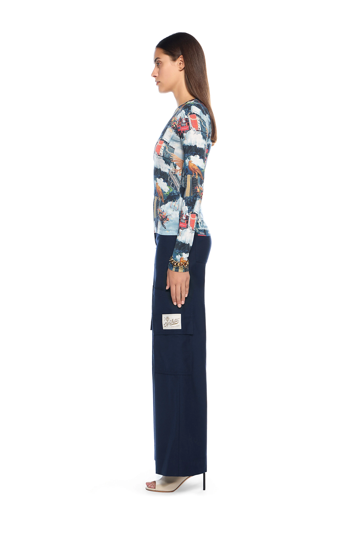 Off-White Damen World Paint Second Skin Langarmshirt Bunt 8501-AiPrint-w Bild 3